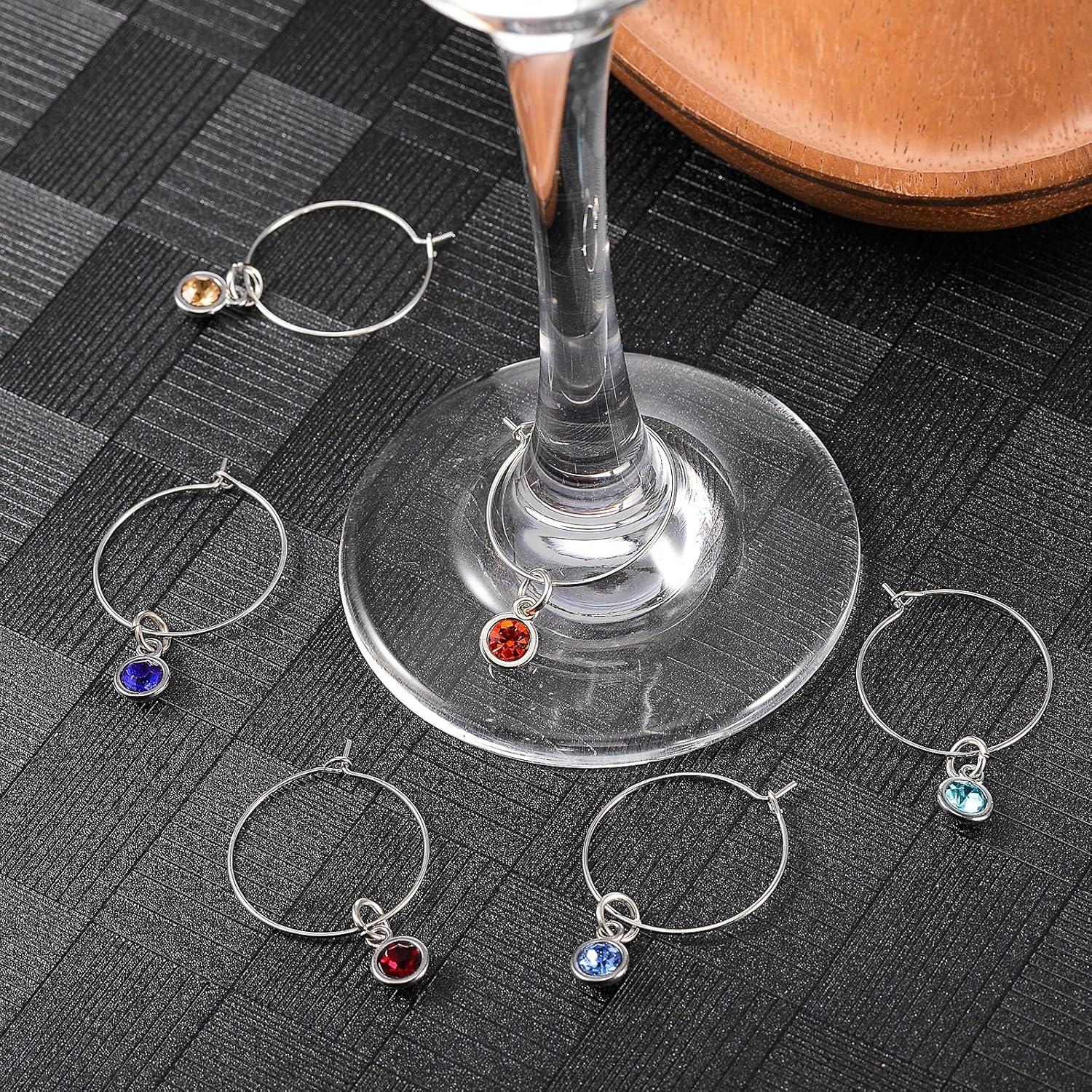 Marcadores de Copas de Vino Junkin 12 Pcs Estilo Piedra de Nacimiento