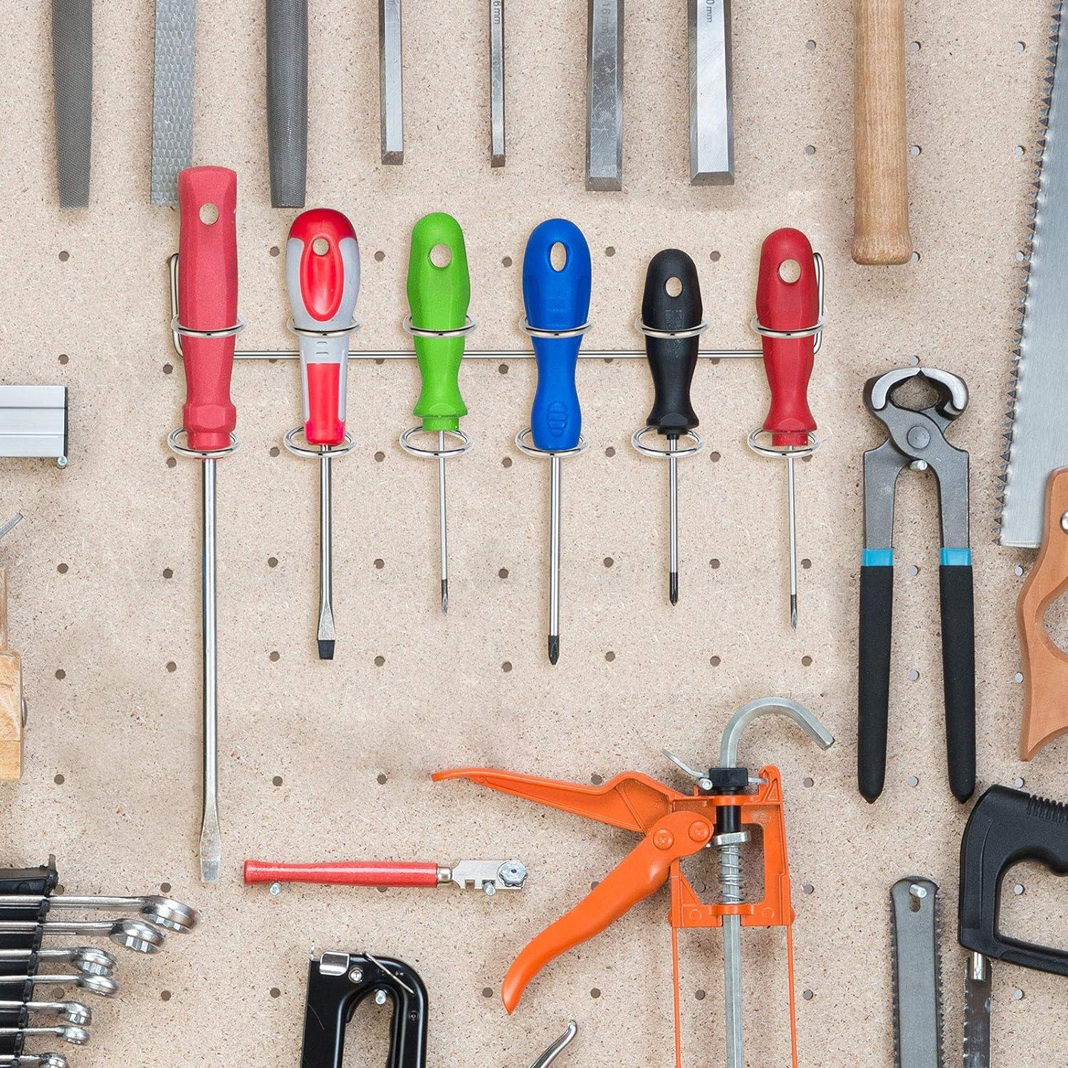 Soportes de herramientas Ripeng, 2 ganchos metálicos para tablero