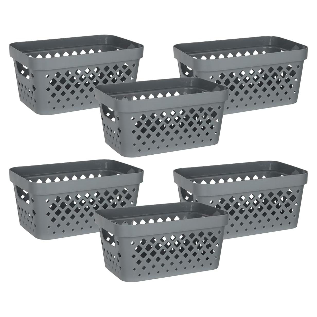 Set de 6 Cestas de Plástico Glad para Almacenamiento 4L Gris