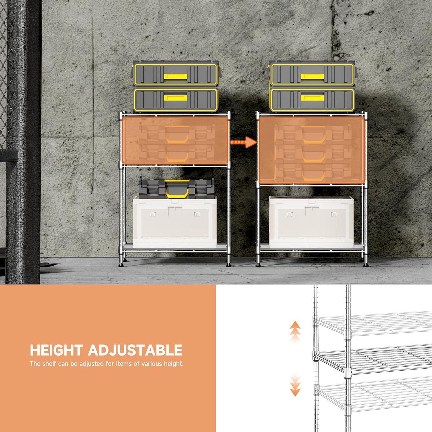 Estante de Alambre IZEUK 3 Niveles 45x30x67 cm Cromo