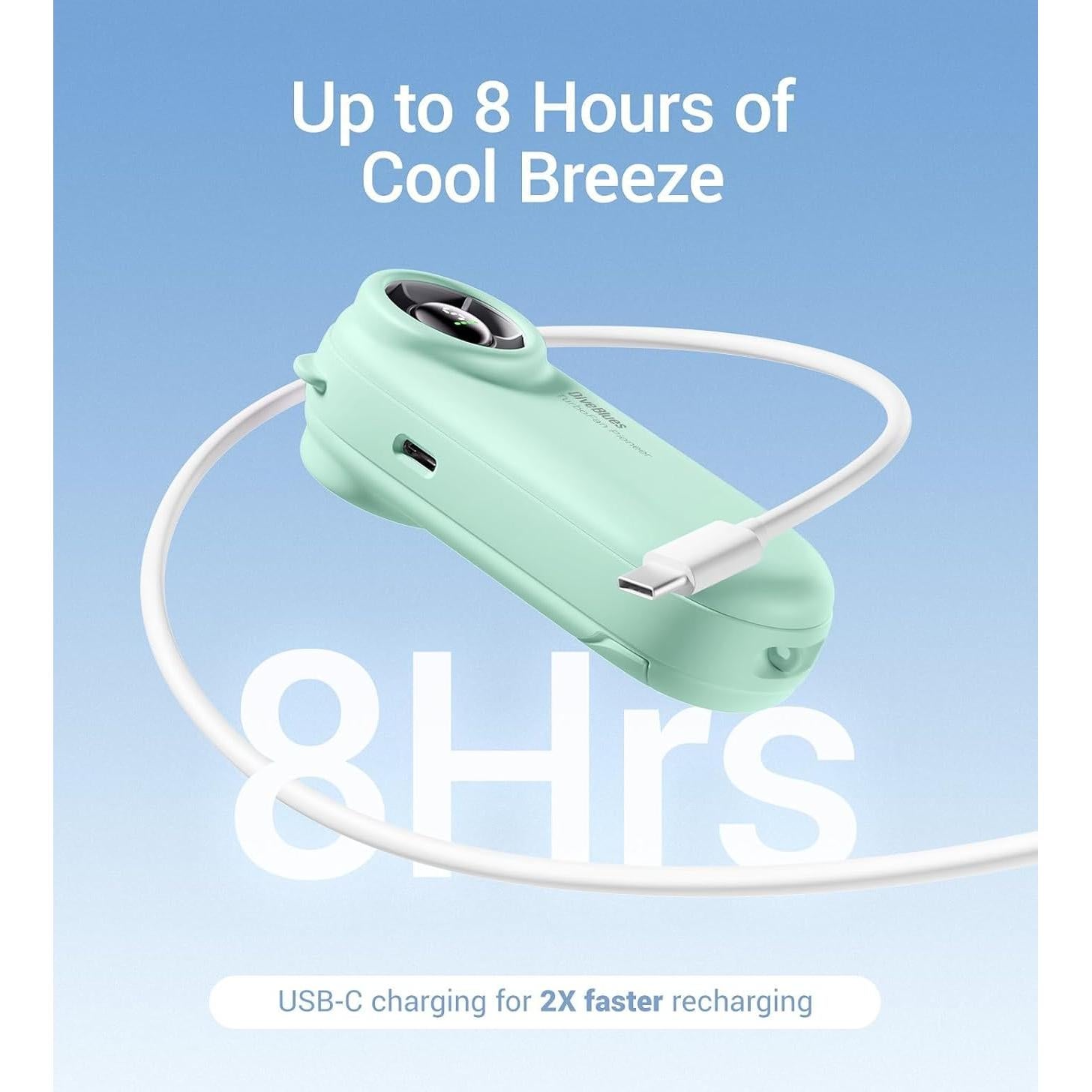 Ventilador de Mano Portátil Diveblues TurboBear - 5 Niveles, 2000mAh