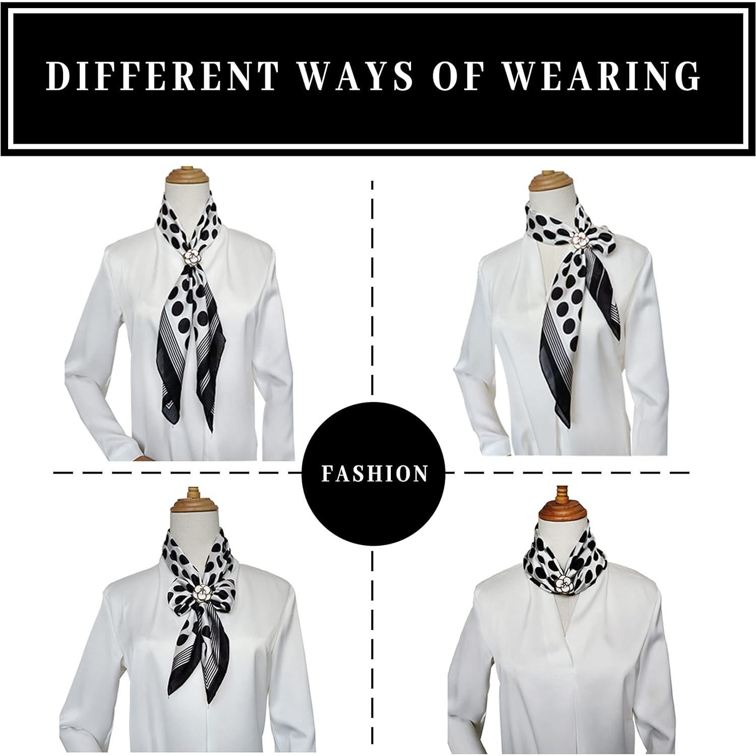 Clip de Bufanda de Seda Tijeyi - 3 Piezas, Flor de Camelia