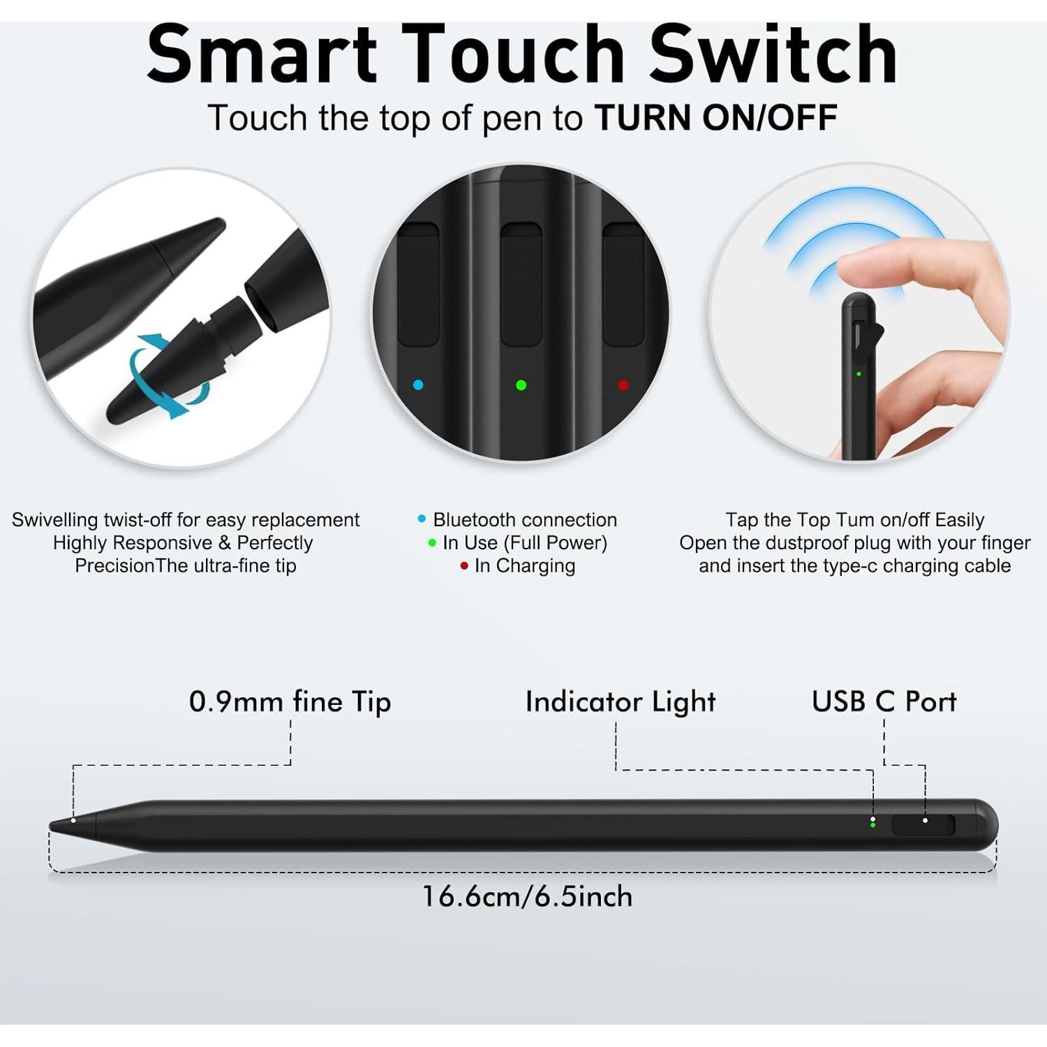 Uogic Stylus Pen para iPad con Bluetooth y Rechazo de Palma