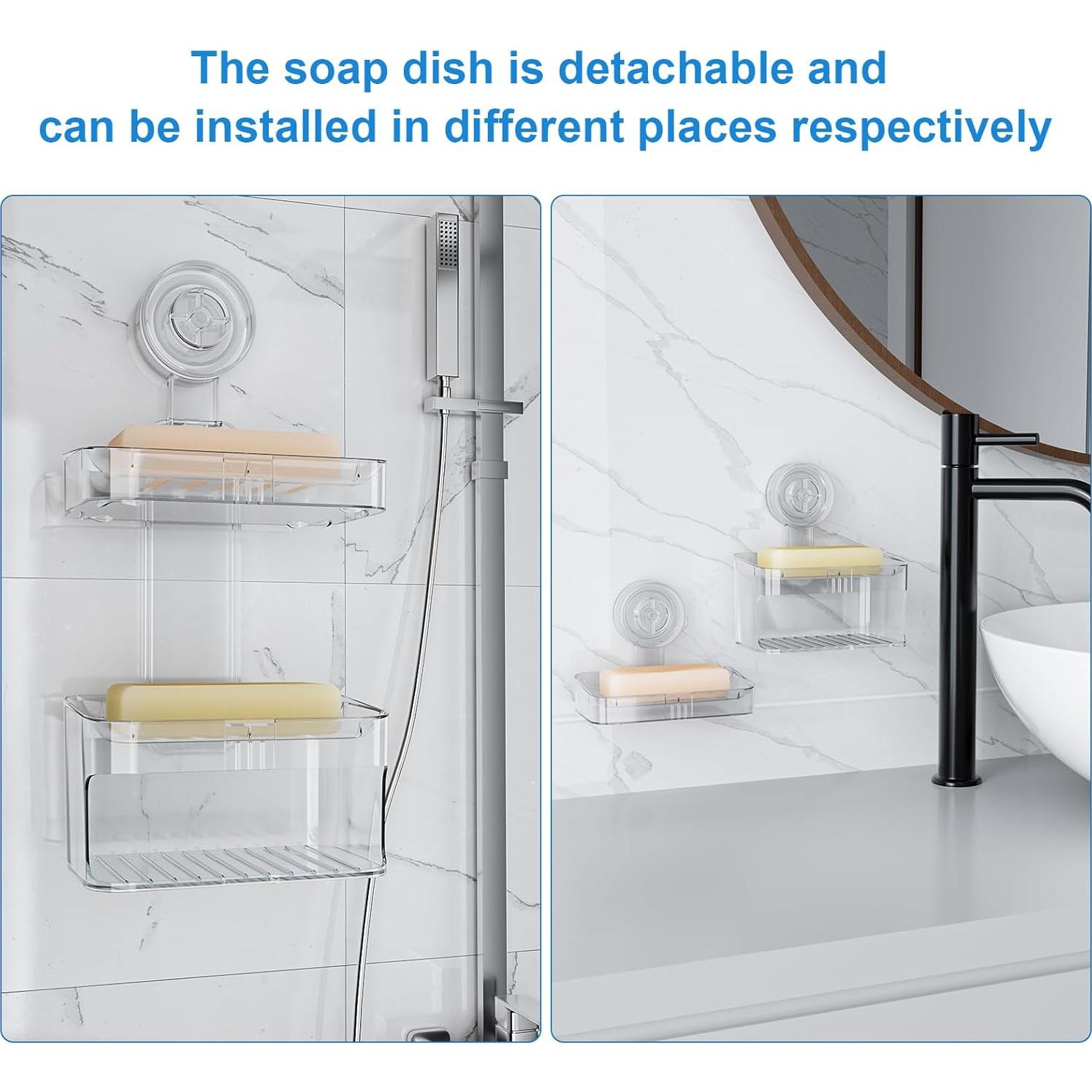 Soporte de Jabón con Ventosa FEPTUASE 2 Niveles Acrílico