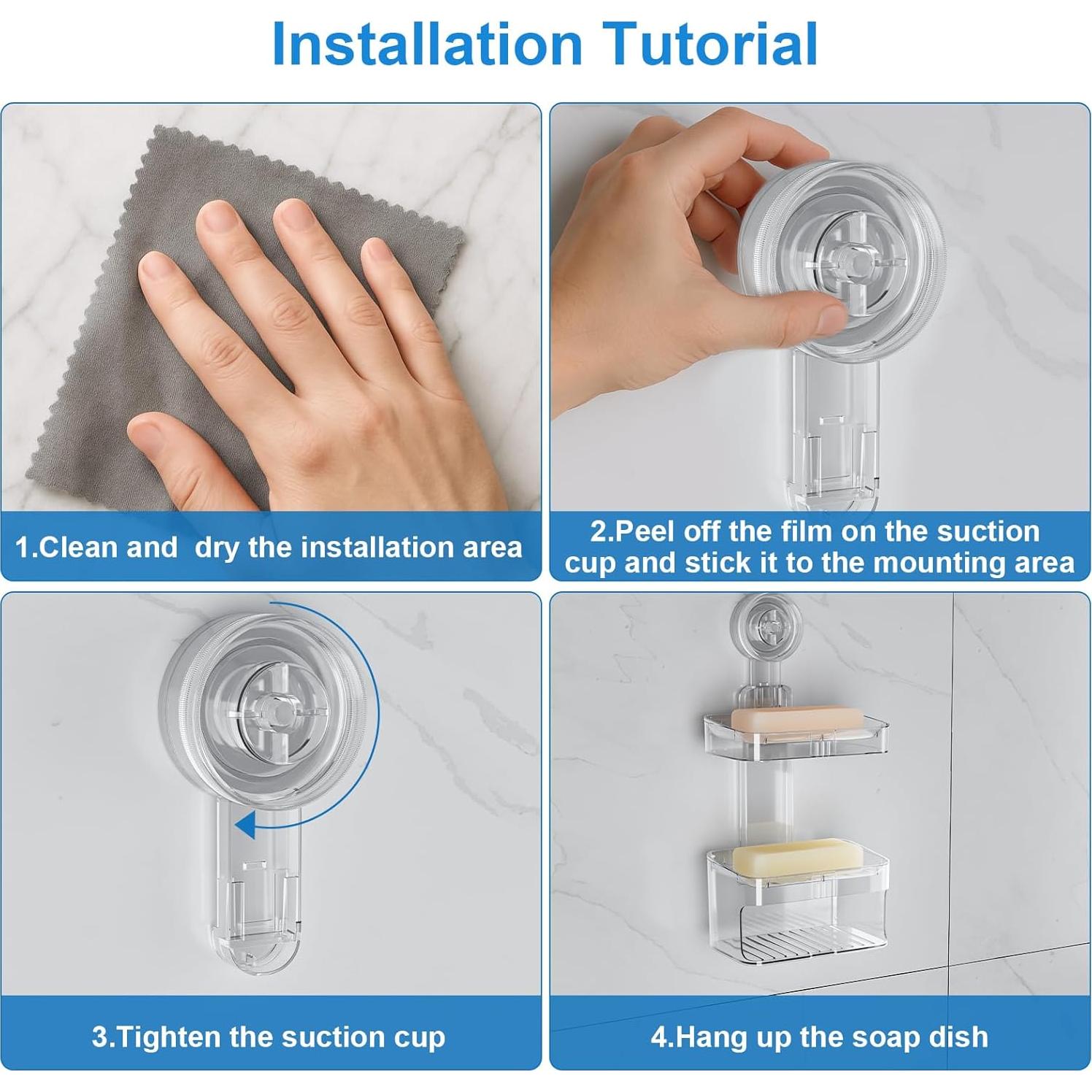 Soporte de Jabón con Ventosa FEPTUASE 2 Niveles Acrílico