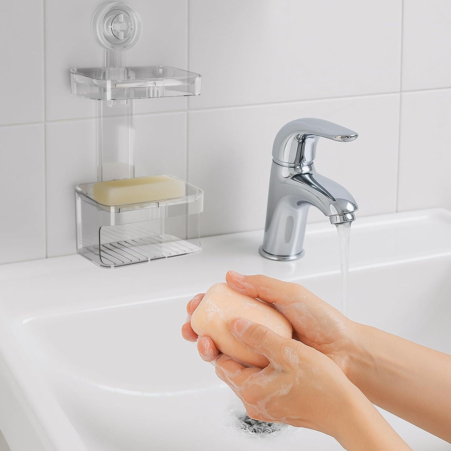 Soporte de Jabón con Ventosa FEPTUASE 2 Niveles Acrílico