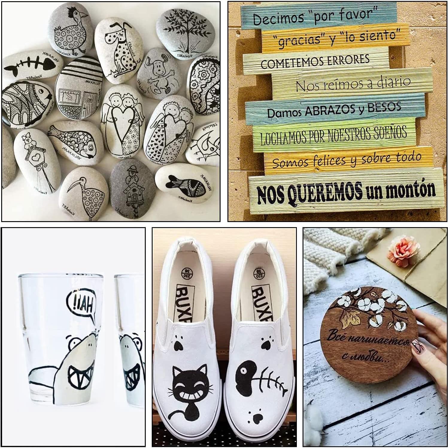 Marcadores de Pintura Acrílica Negra TFIVE - Paquete de 6