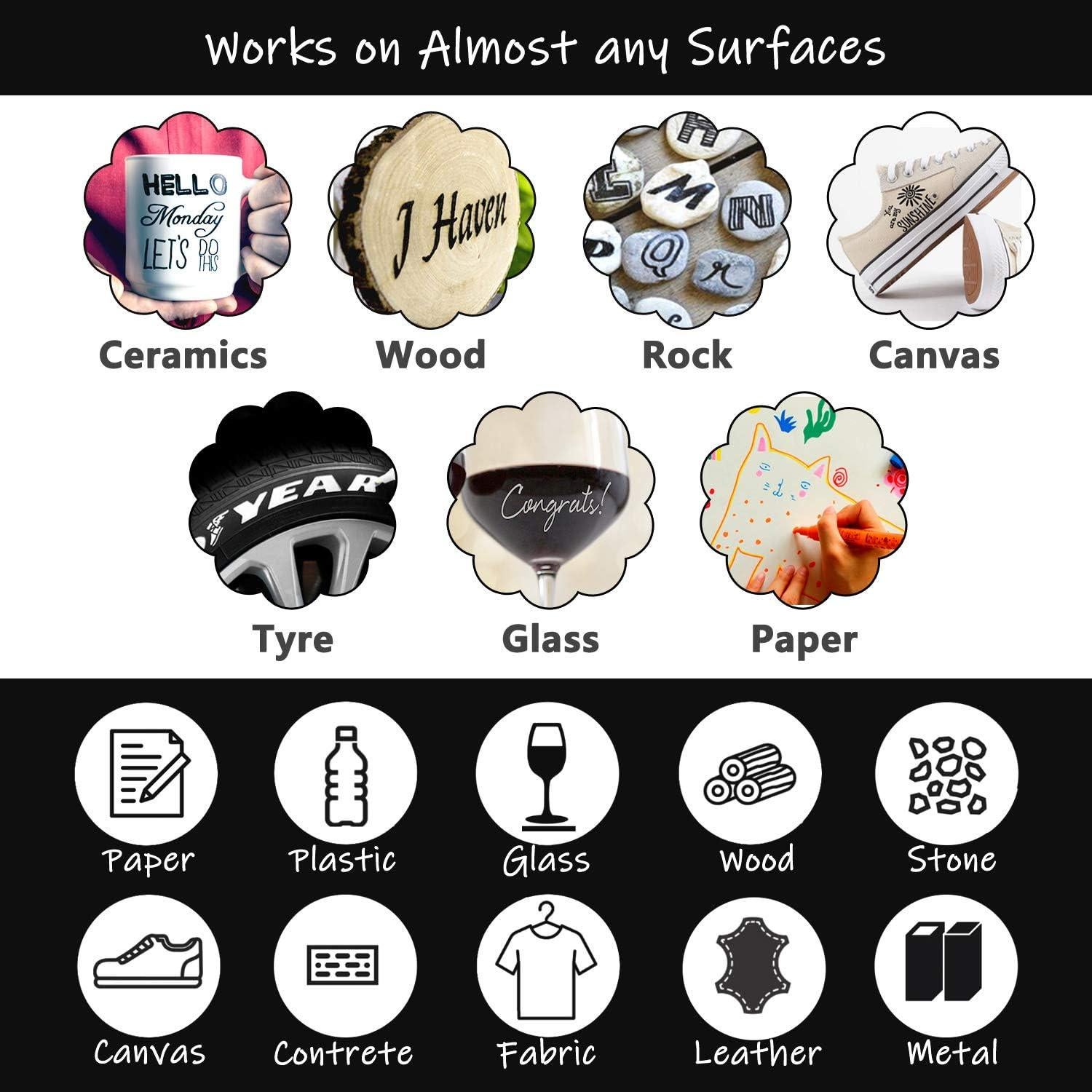 Marcadores de Pintura Acrílica Negra TFIVE - Paquete de 6