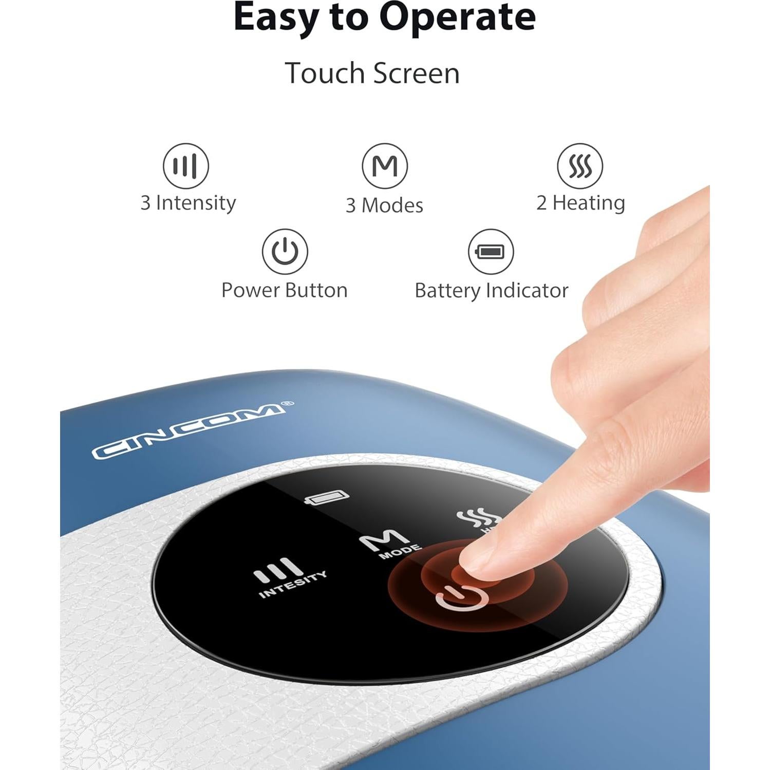 Masajeador de Mano CINCOM Inalámbrico con Calor y Compresión