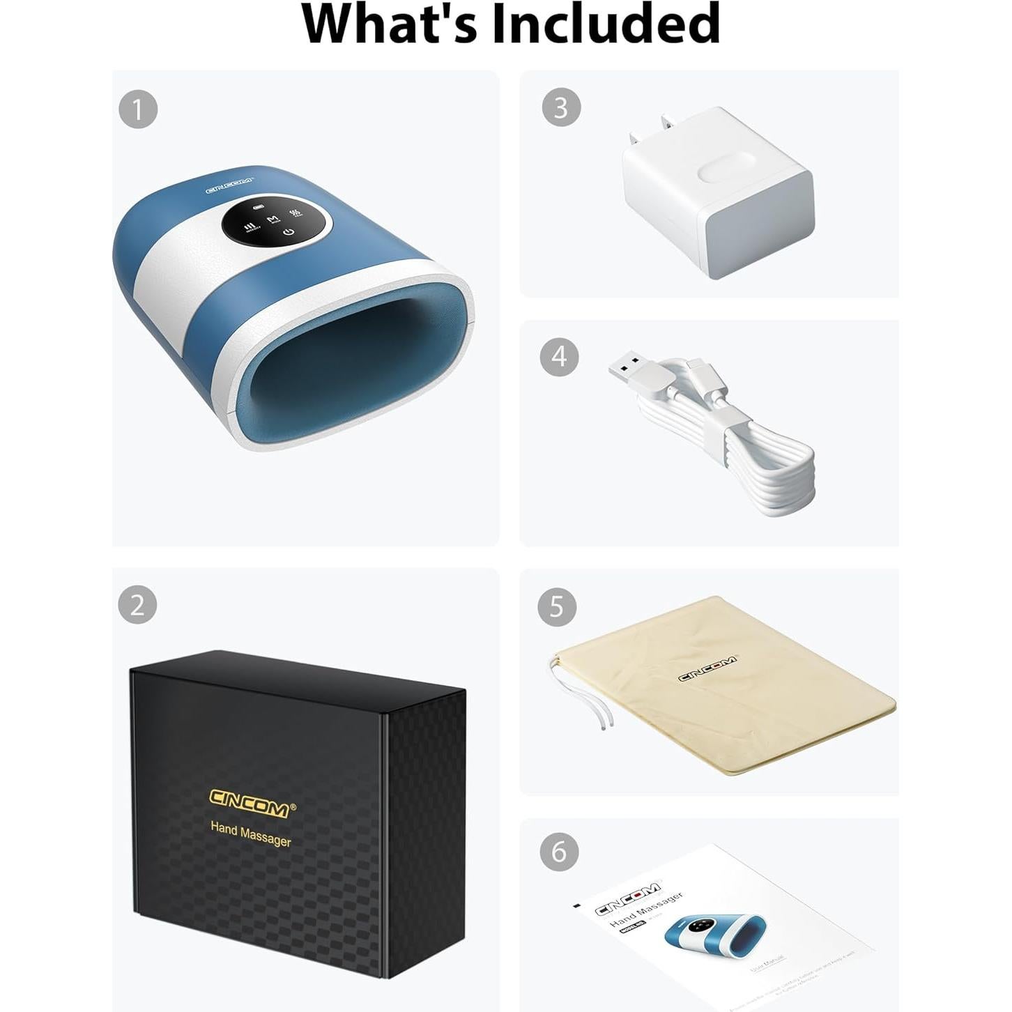 Masajeador de Mano CINCOM Inalámbrico con Calor y Compresión