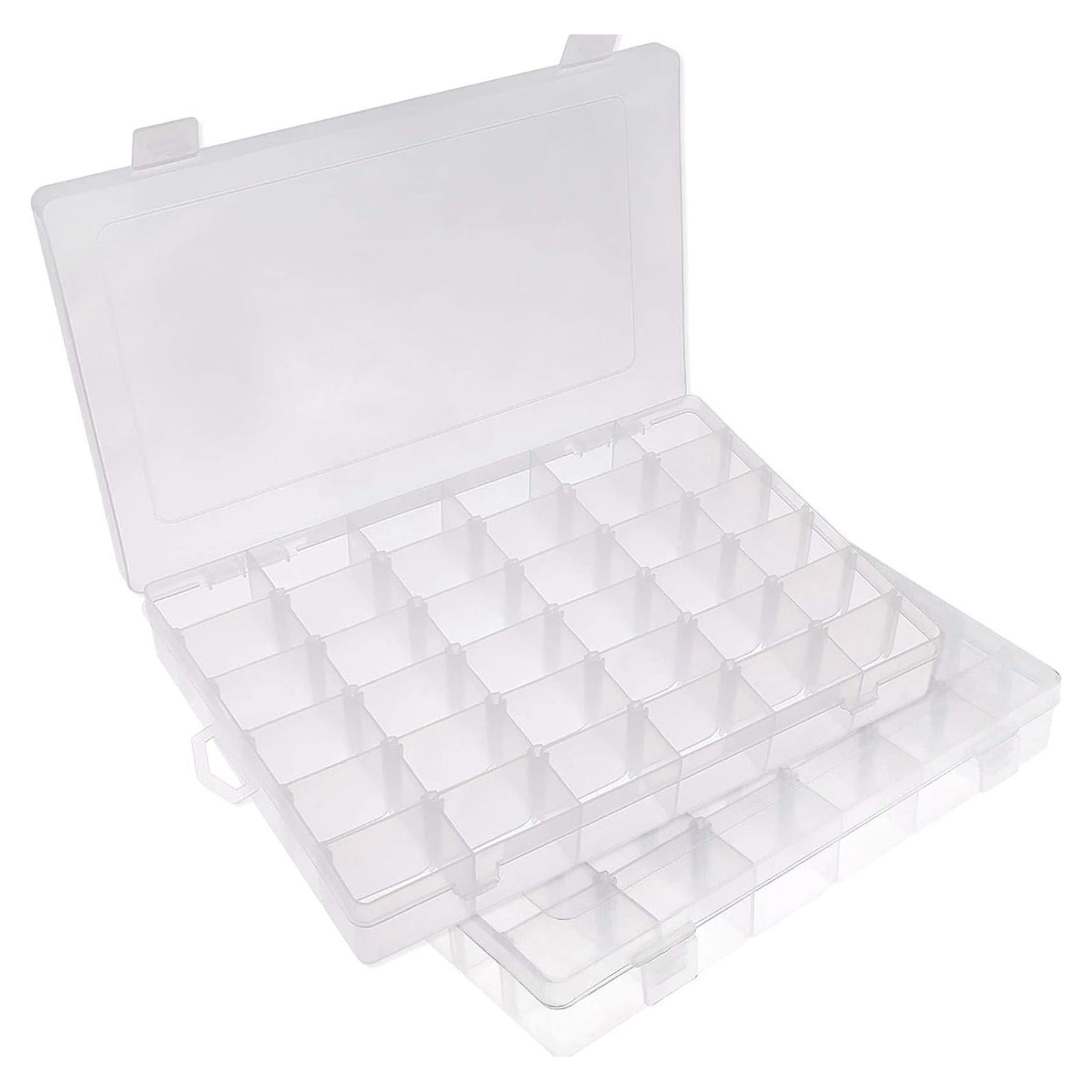 Caja de Almacenamiento Plástica Opret 2 Pcs 36 Rejillas 27.4x17.3cm