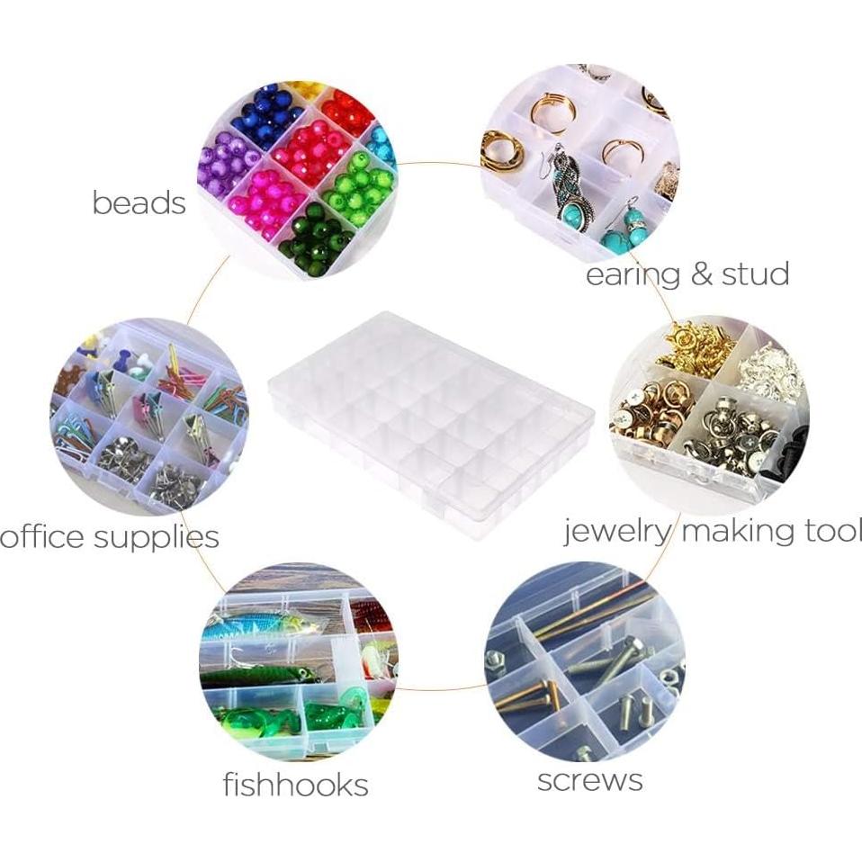 Caja de Almacenamiento Plástica Opret 2 Pcs 36 Rejillas 27.4x17.3cm