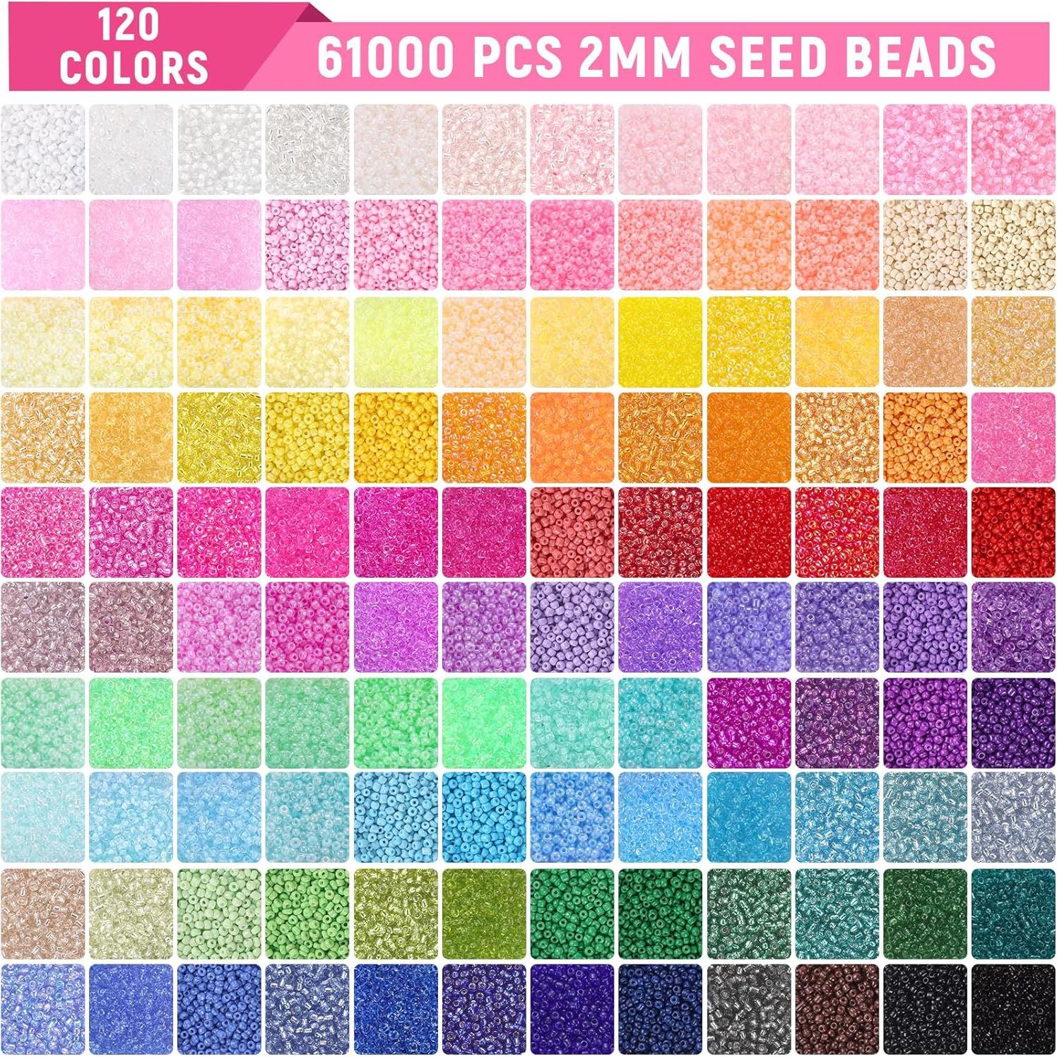 Kit de Perlas de Joyería Funtopia 61000pcs 2mm 120 Colores
