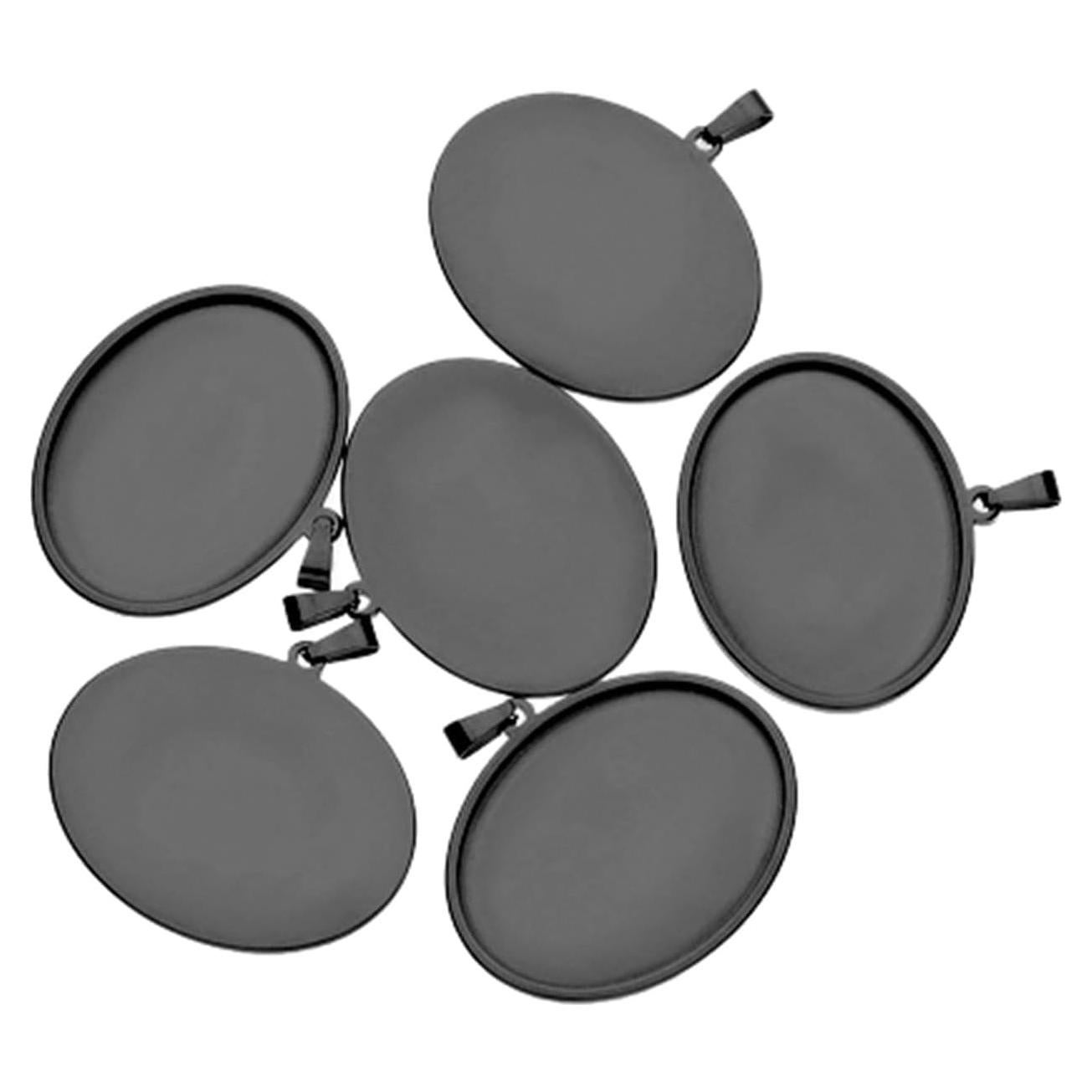 10 Bandejas Ovaladas Cabochón 30x40mm 18K Dorado y Negro