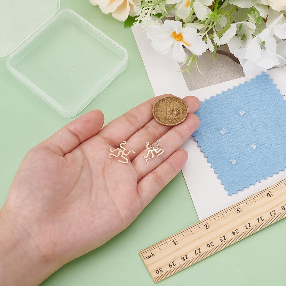 BENECREAT 925 Sterling Silver 5 Claw Prong Earring Blank, 0.49x0.57Inch Ring Base Finding for Irregular Gemstone Setting Jewelry Making DIY Fashion Earring(Matte Gold)