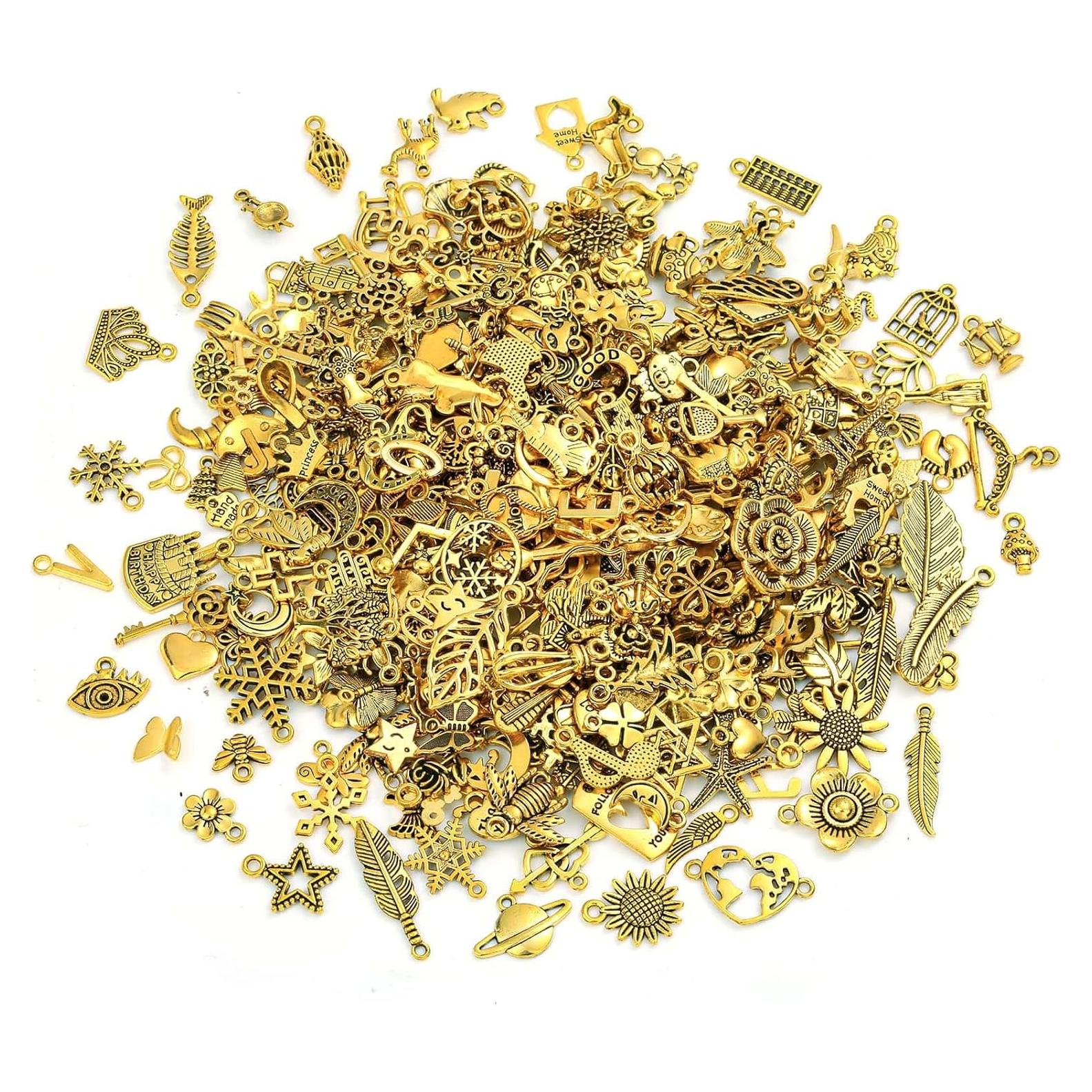 400 Encantos de Joyería DIY Dorado Antiguo - Aleación Zinc