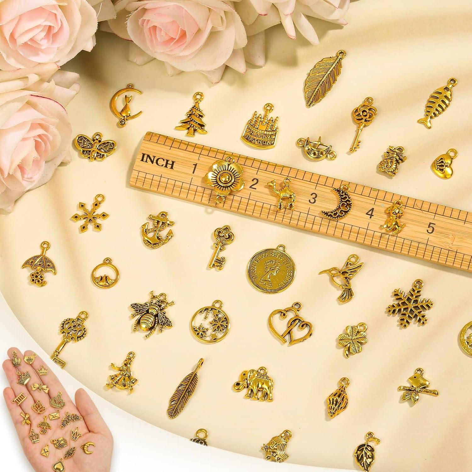 400 Encantos de Joyería DIY Dorado Antiguo - Aleación Zinc