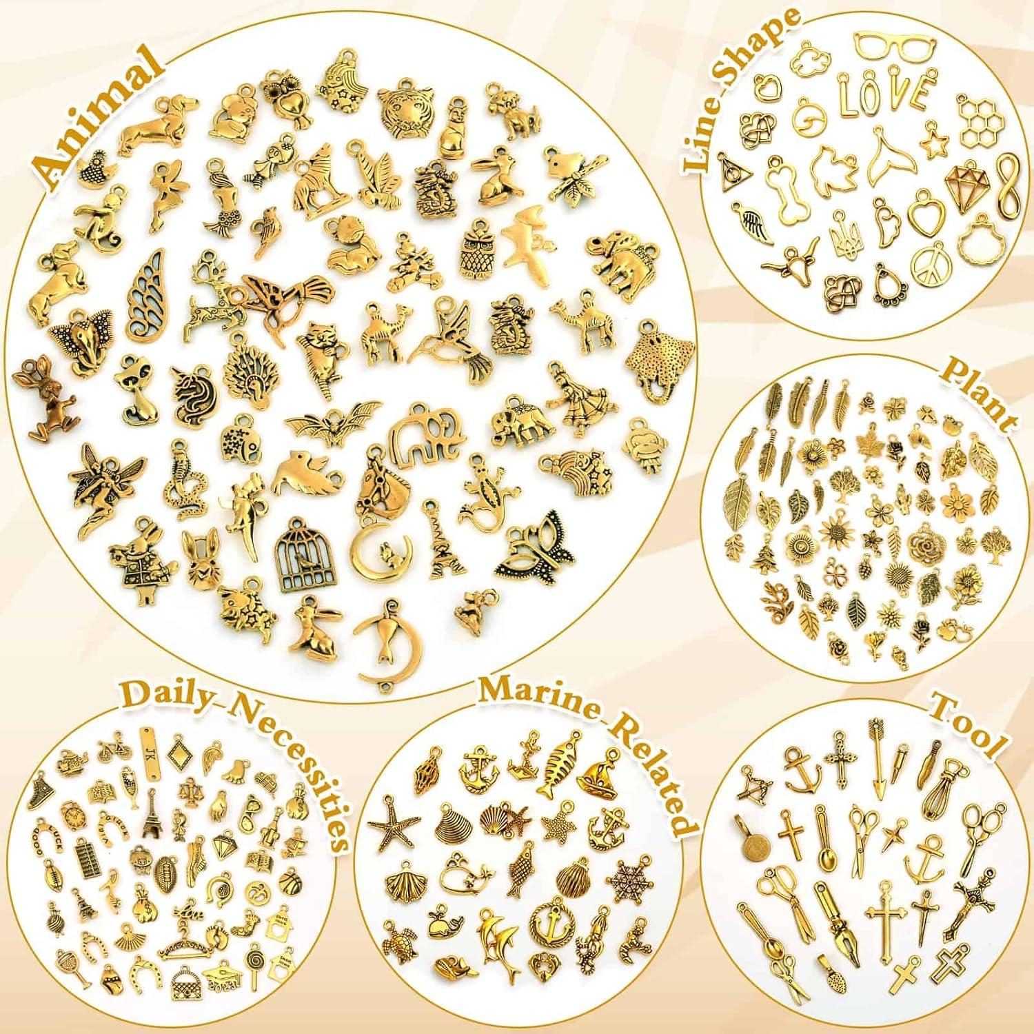 400 Encantos de Joyería DIY Dorado Antiguo - Aleación Zinc