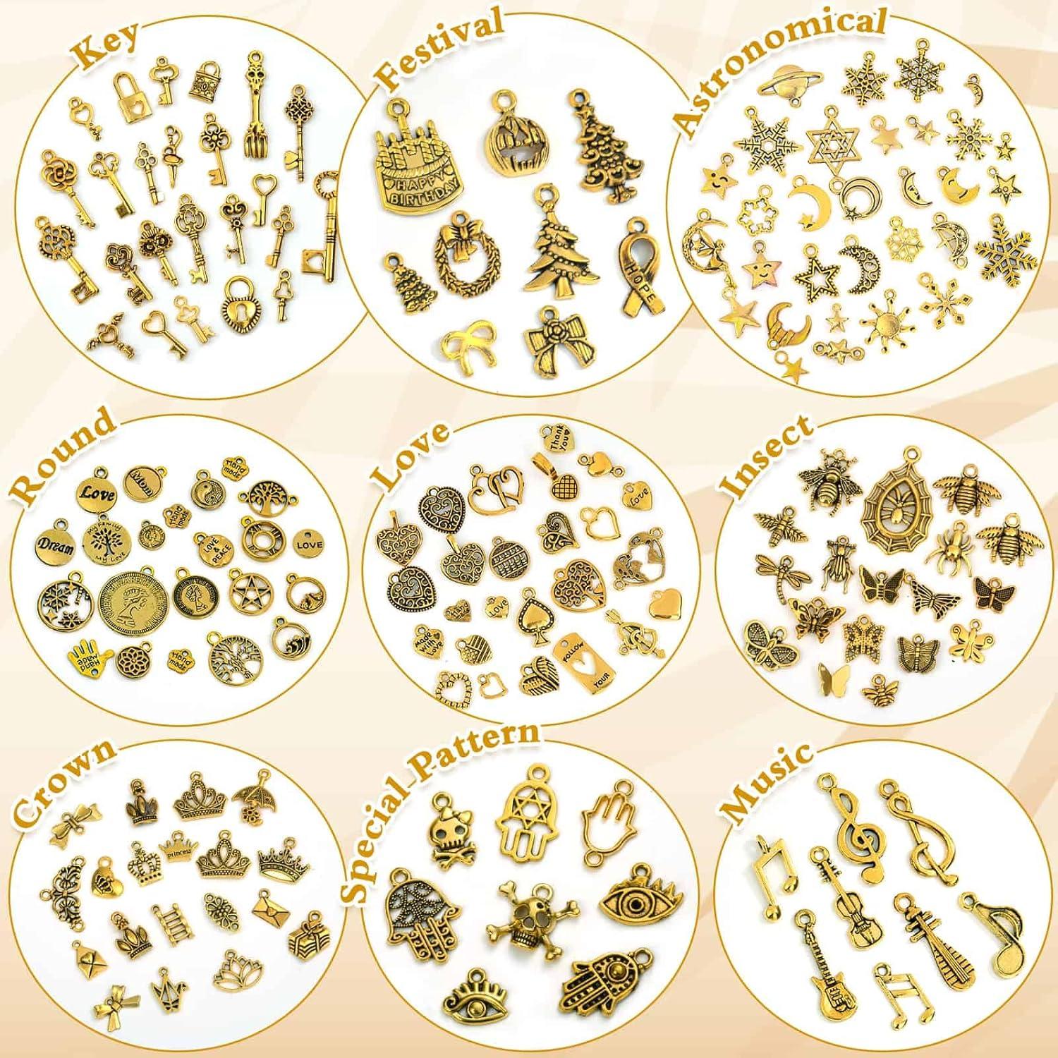 400 Encantos de Joyería DIY Dorado Antiguo - Aleación Zinc