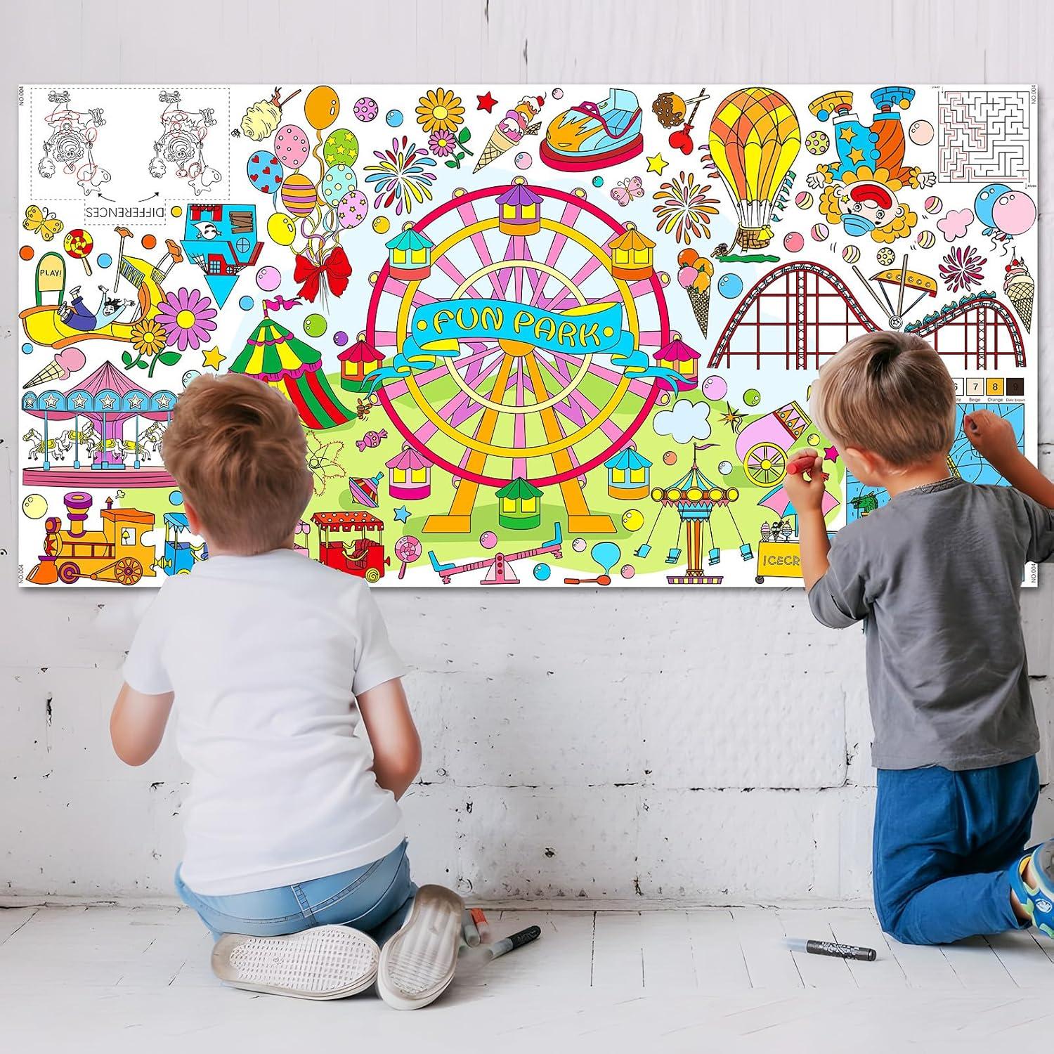 Póster Gigante para Colorear Drunze 89x183 cm Parque Diversiones