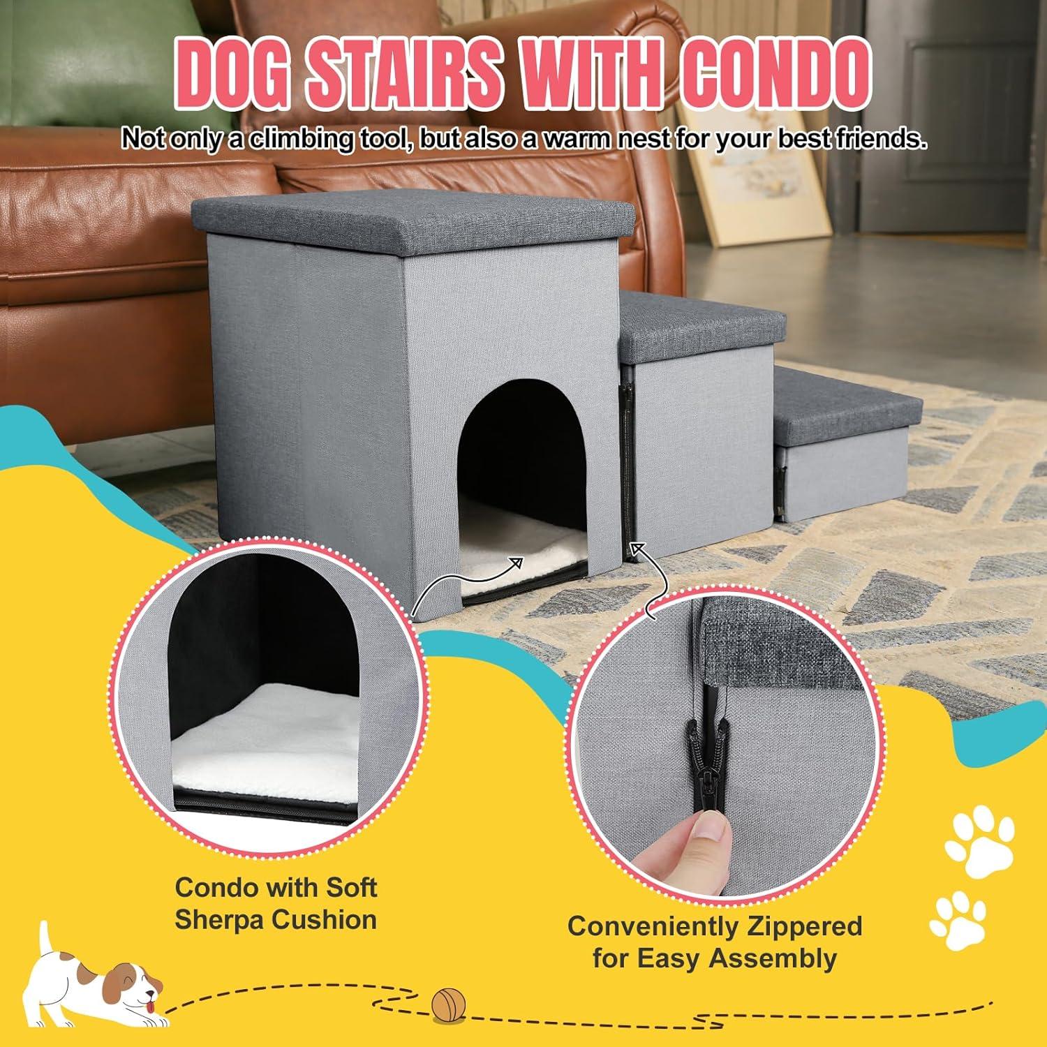 Escaleras Plegables para Perros y Gatos HOMELYSIAN 3 Escalones