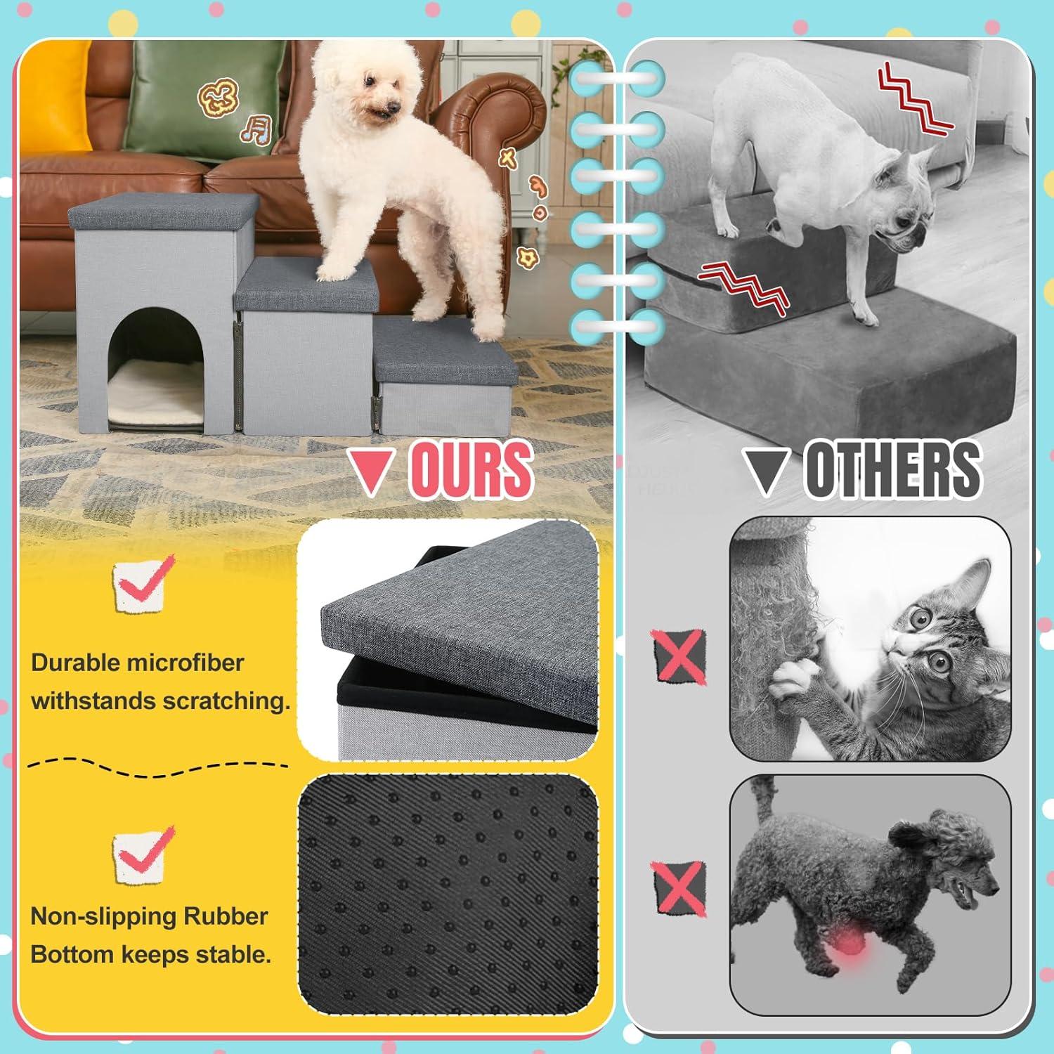 Escaleras Plegables para Perros y Gatos HOMELYSIAN 3 Escalones