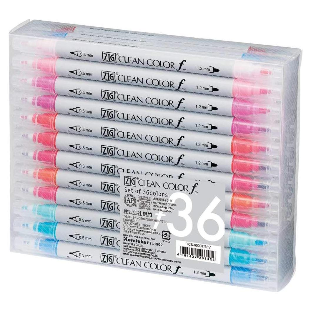 Marcadores Kuretake ZIG CLEAN COLOR 36 colores Doble Punta