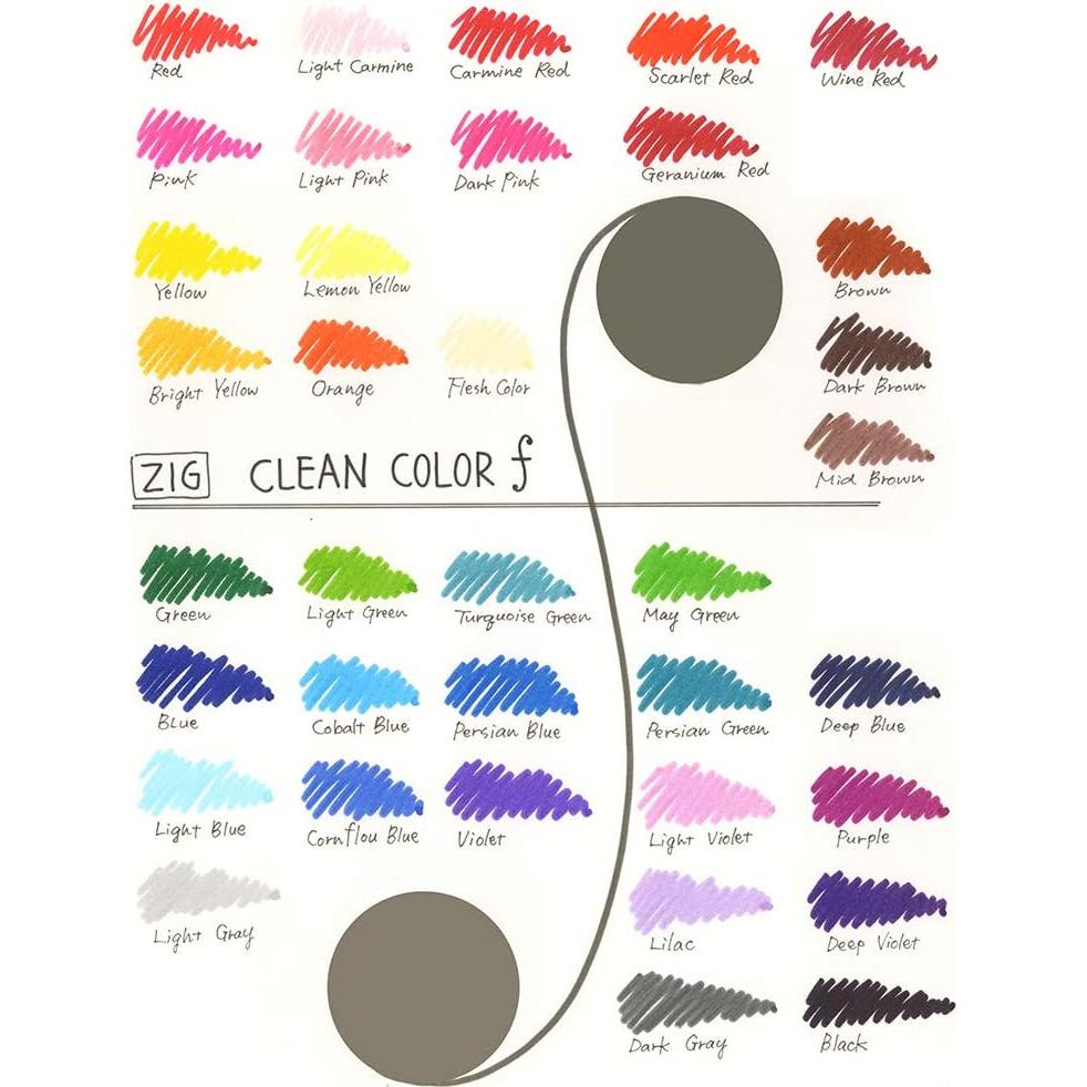 Marcadores Kuretake ZIG CLEAN COLOR 36 colores Doble Punta