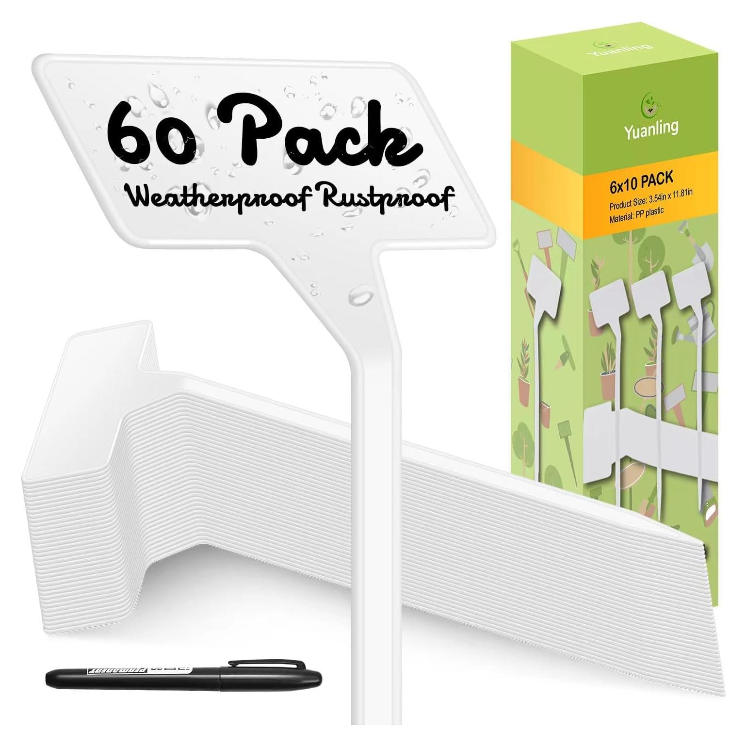 Etiquetas para Plantas 60 Pcs Yuanling 30 cm Blancas Impermeables