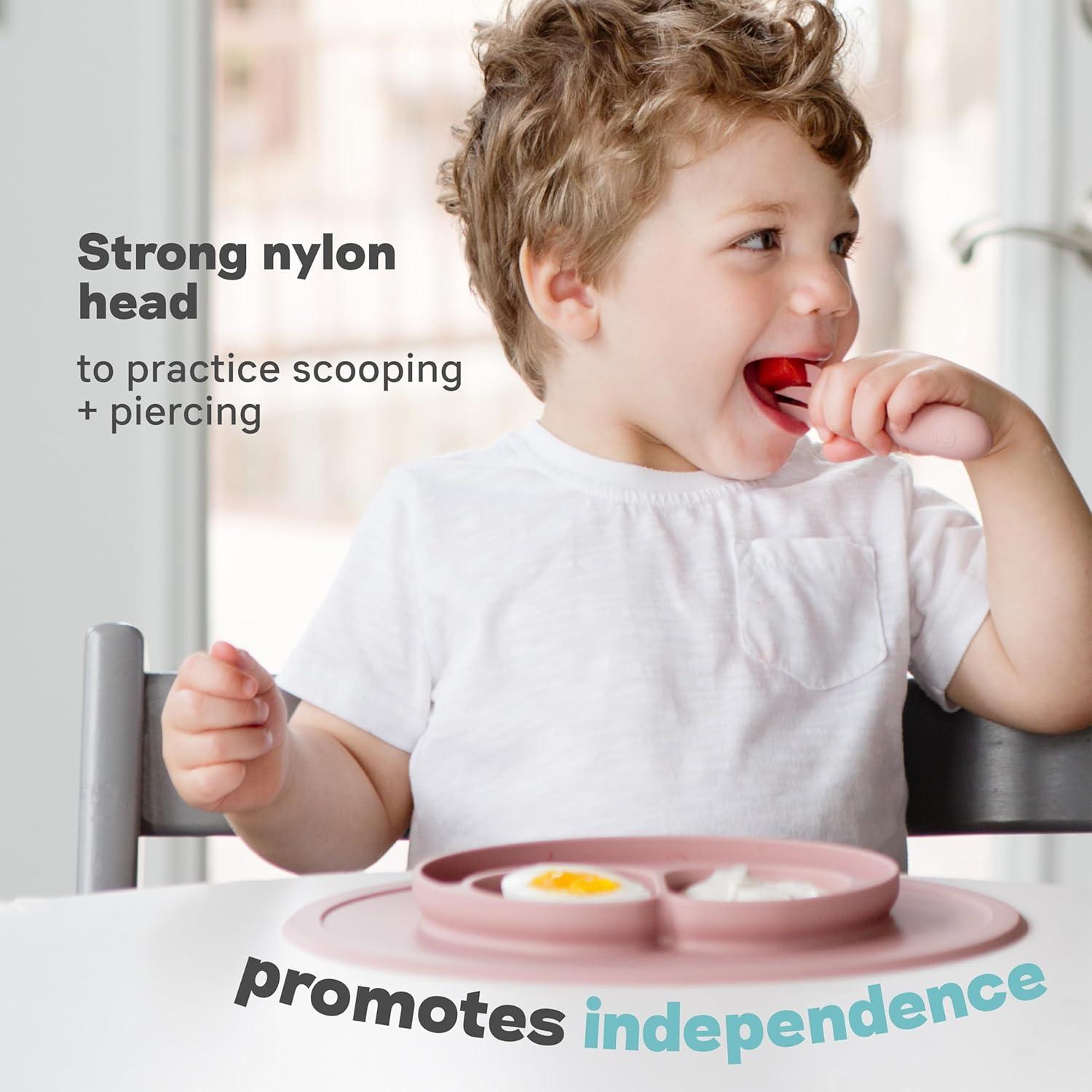 Utensilios para Niños ezpz - Tenedor y Cuchara Azul 12M+