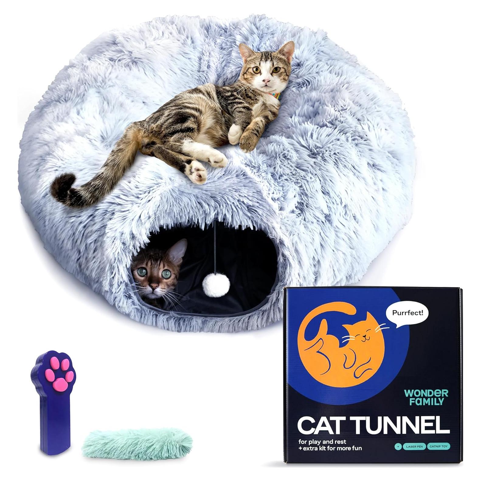 Cueva Donut para Gatos XL Wonder Family - Felpa Plegable 3 en 1