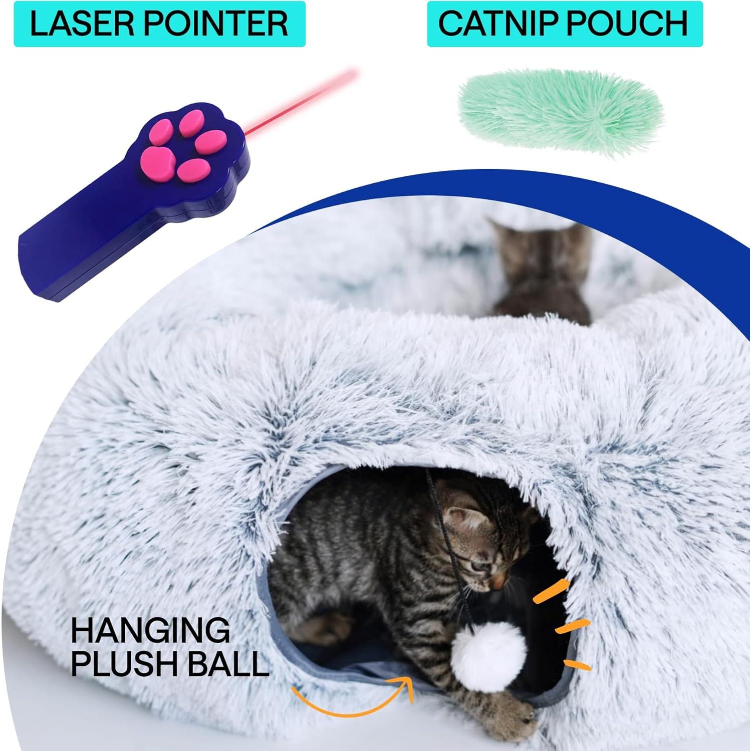 Cueva Donut para Gatos XL Wonder Family - Felpa Plegable 3 en 1