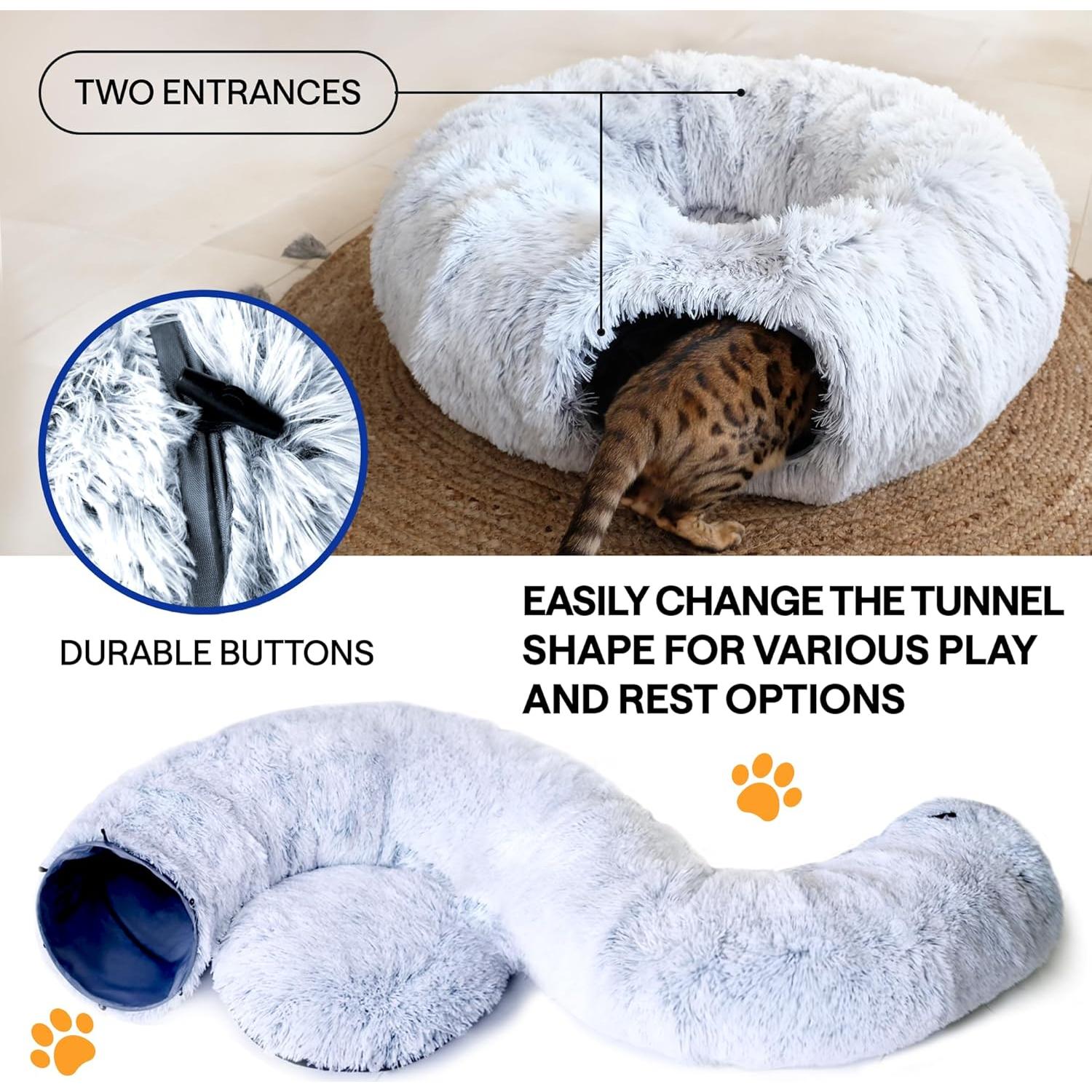 Cueva Donut para Gatos XL Wonder Family - Felpa Plegable 3 en 1