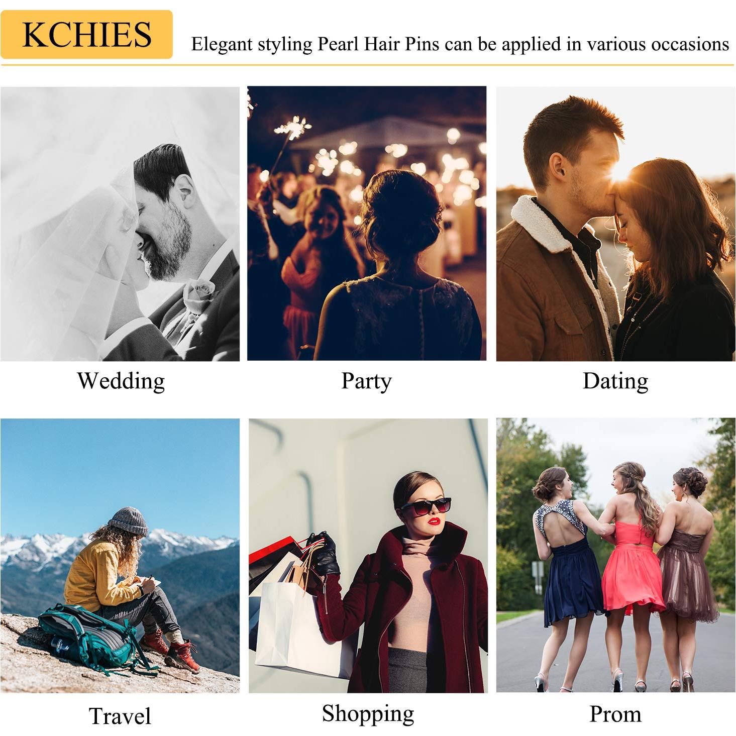 Pinzas para el cabello KCHIES de perlas doradas - Paquete de 6