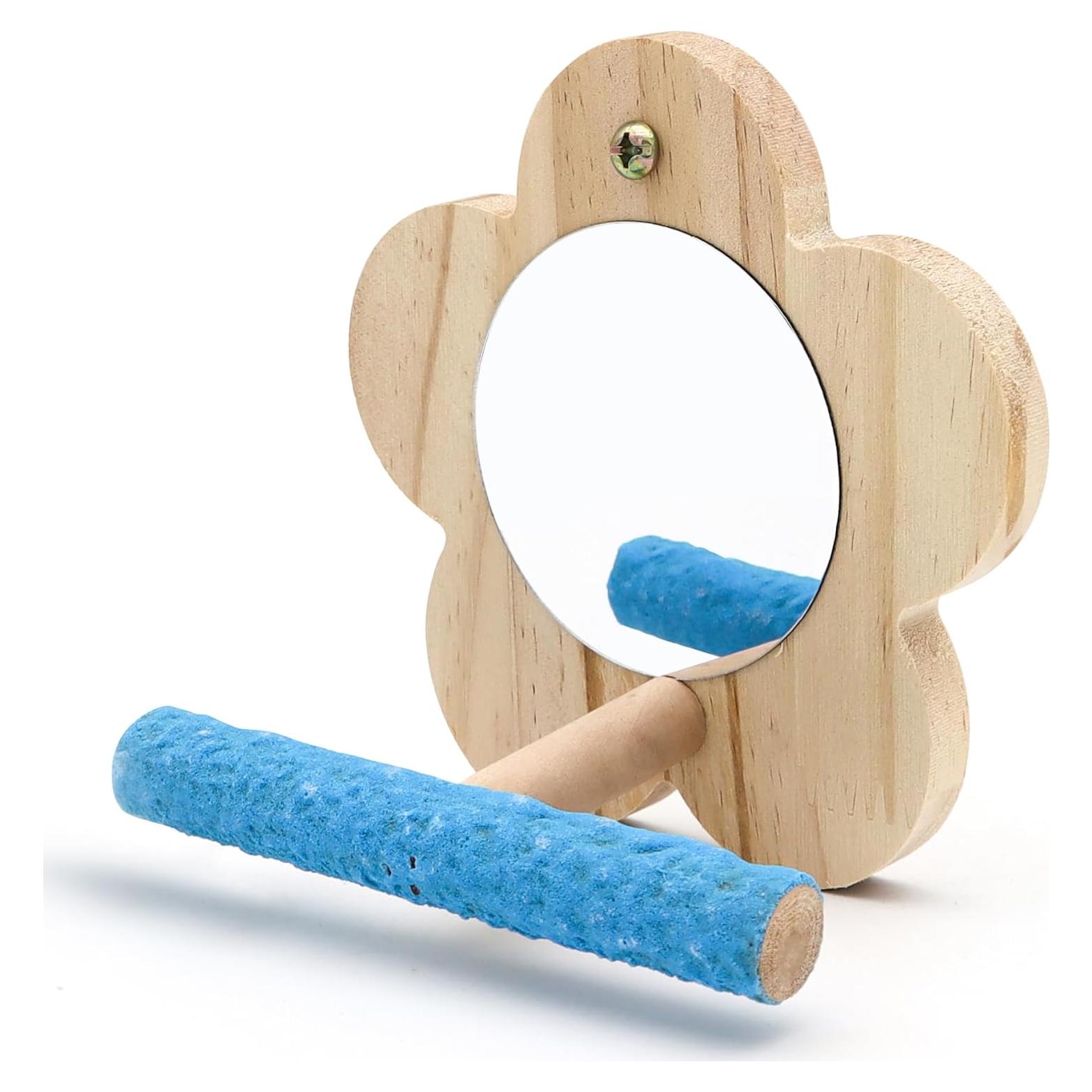 Percha de Pájaro con Espejo DVHEY Pequeña Madera Natural