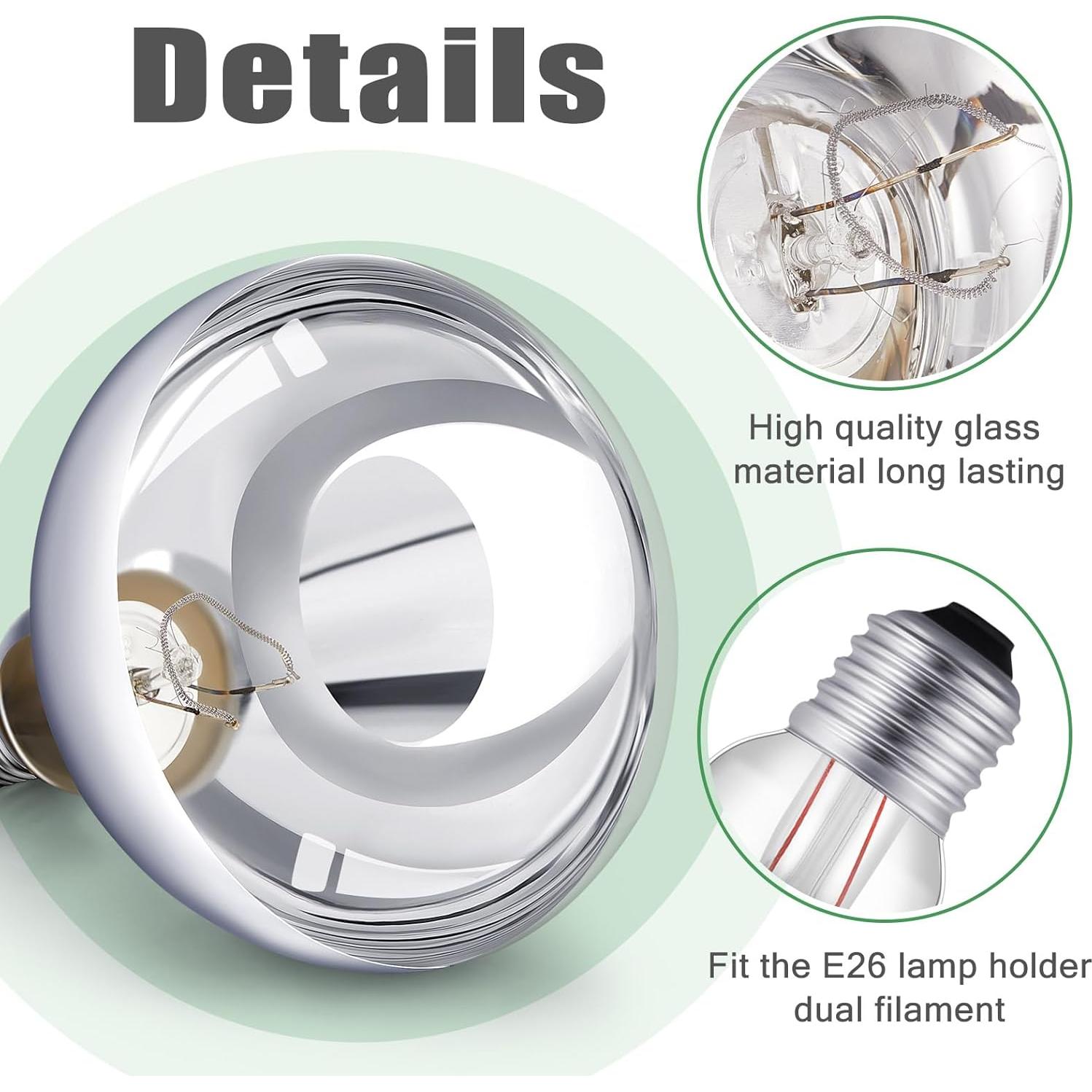 VIHOSE 4 Bombillas de Calor Incandescentes E26 150W Plata