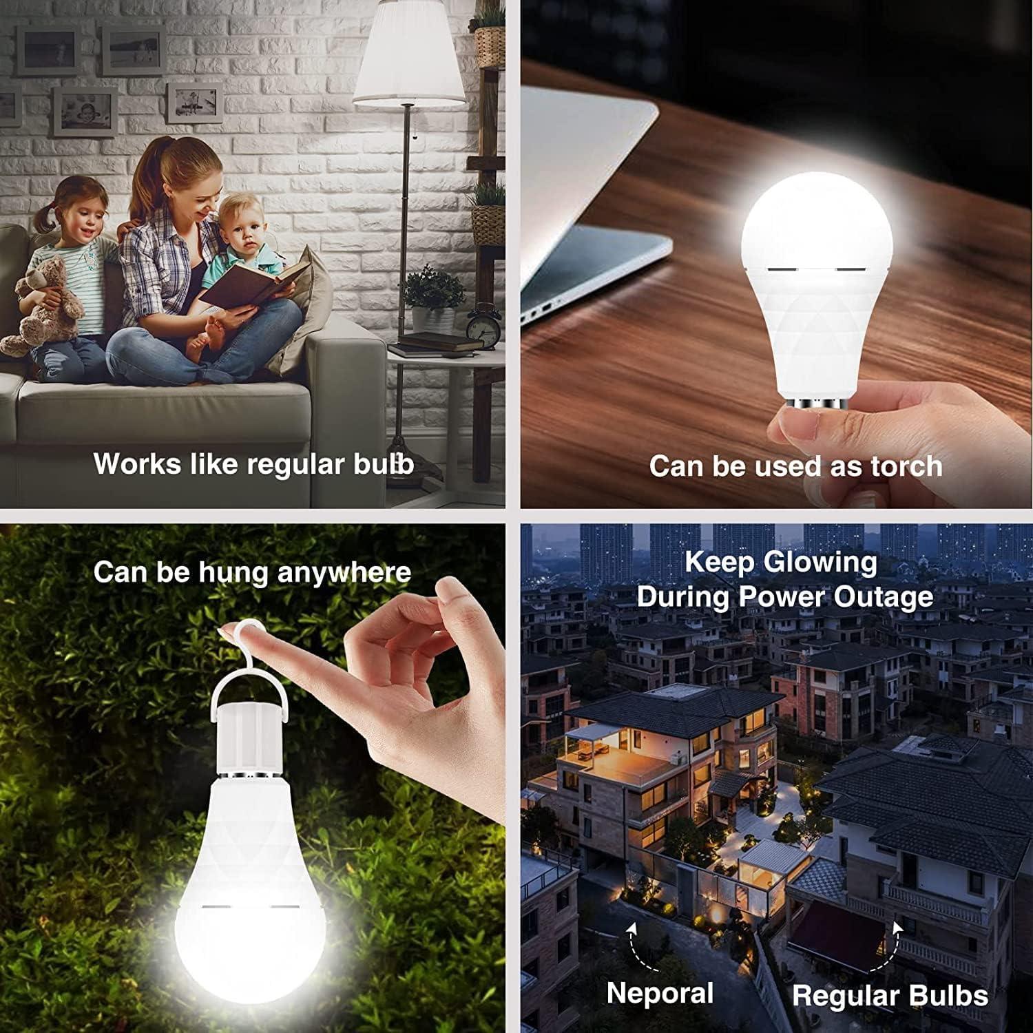 Bombillas Recargables Neporal A19 60W Luz Diurna 4 Pzas