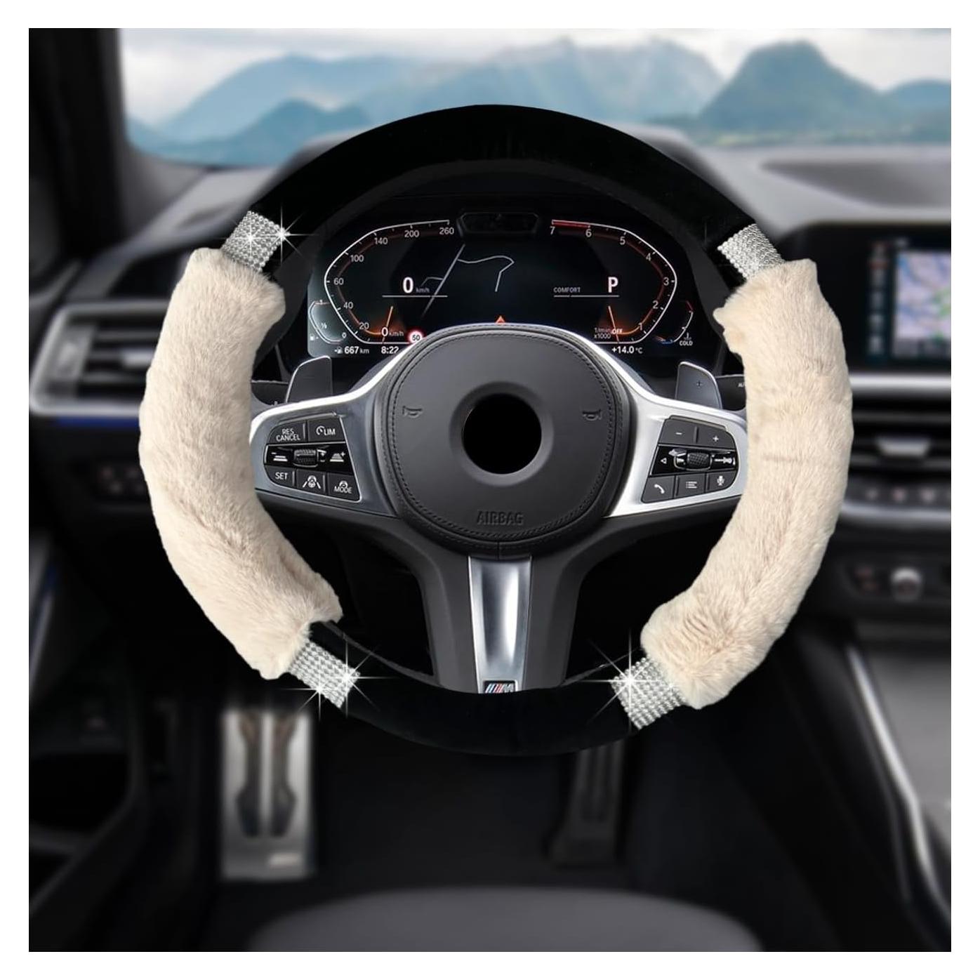 Cubierta de Volante de Coche Suvnie Beige Antideslizante 37-38 cm
