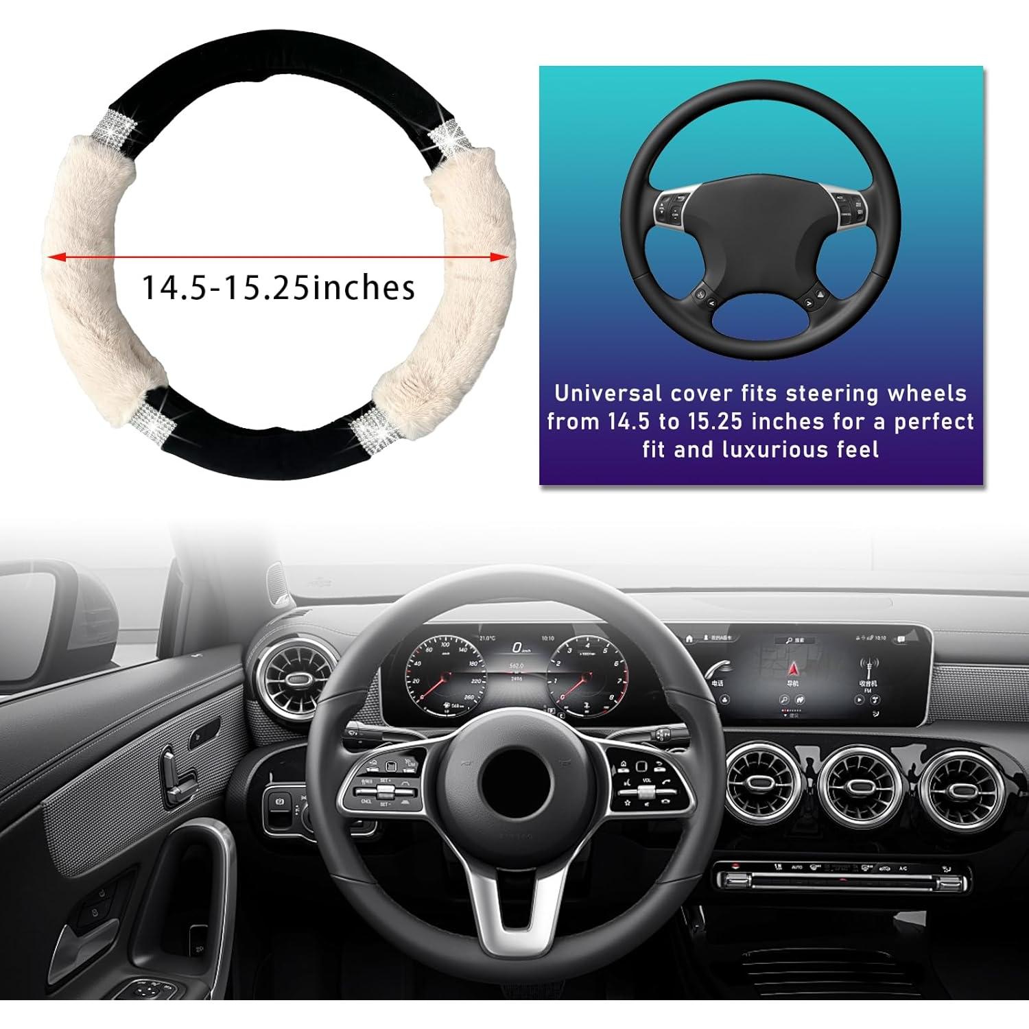 Cubierta de Volante de Coche Suvnie Beige Antideslizante 37-38 cm