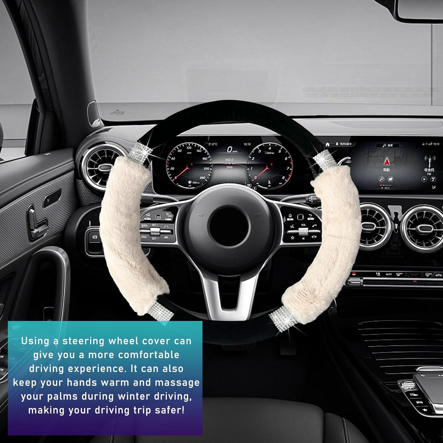 Cubierta de Volante de Coche Suvnie Beige Antideslizante 37-38 cm