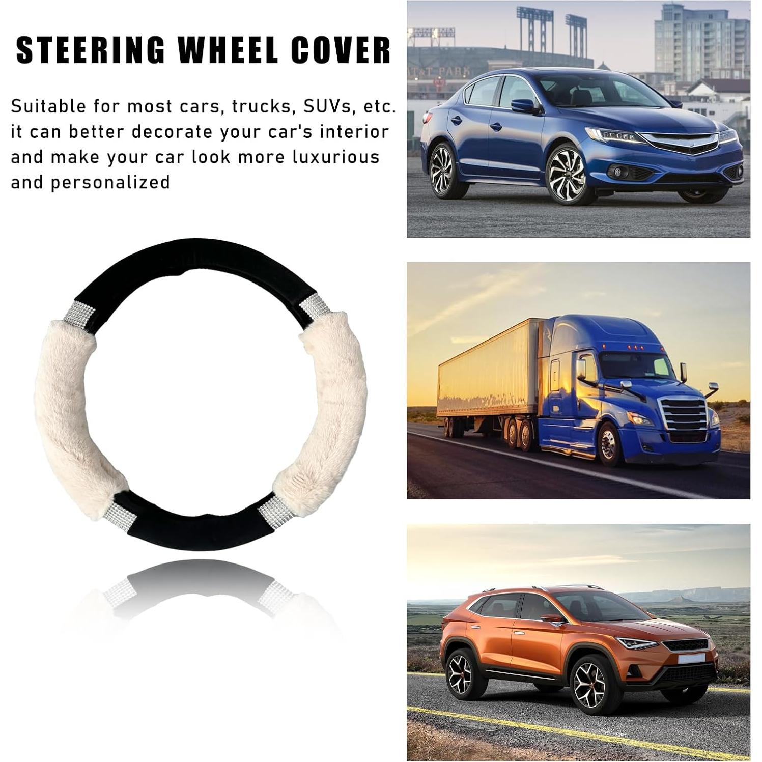 Cubierta de Volante de Coche Suvnie Beige Antideslizante 37-38 cm