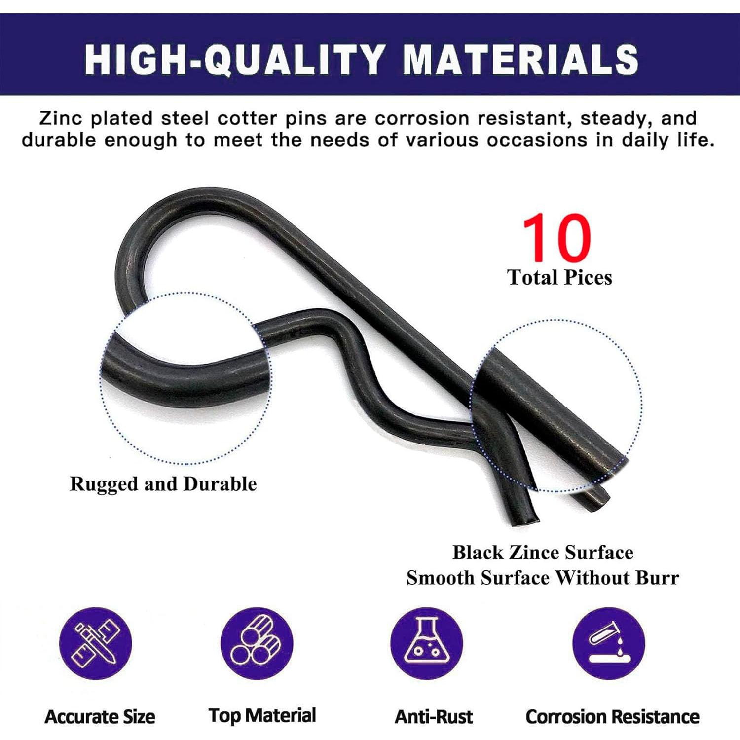 Clip de Pasador de Enganche R Ironking 10 Pcs 3mm x 60mm