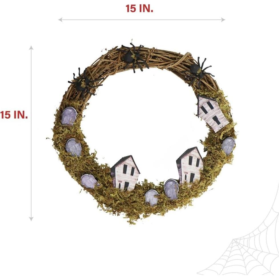 Corona de Sarmiento Natural 38 cm Haunted Hill Farm Halloween