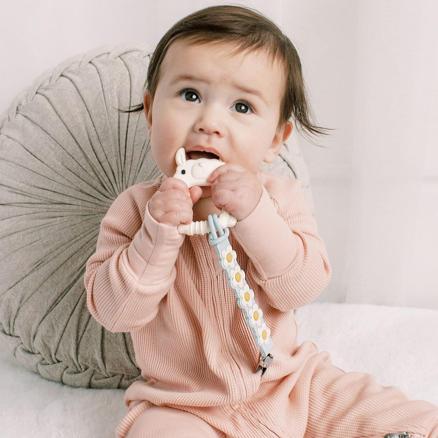 Clip de Chupete de Silicona Loulou Lollipop Azul Margarita