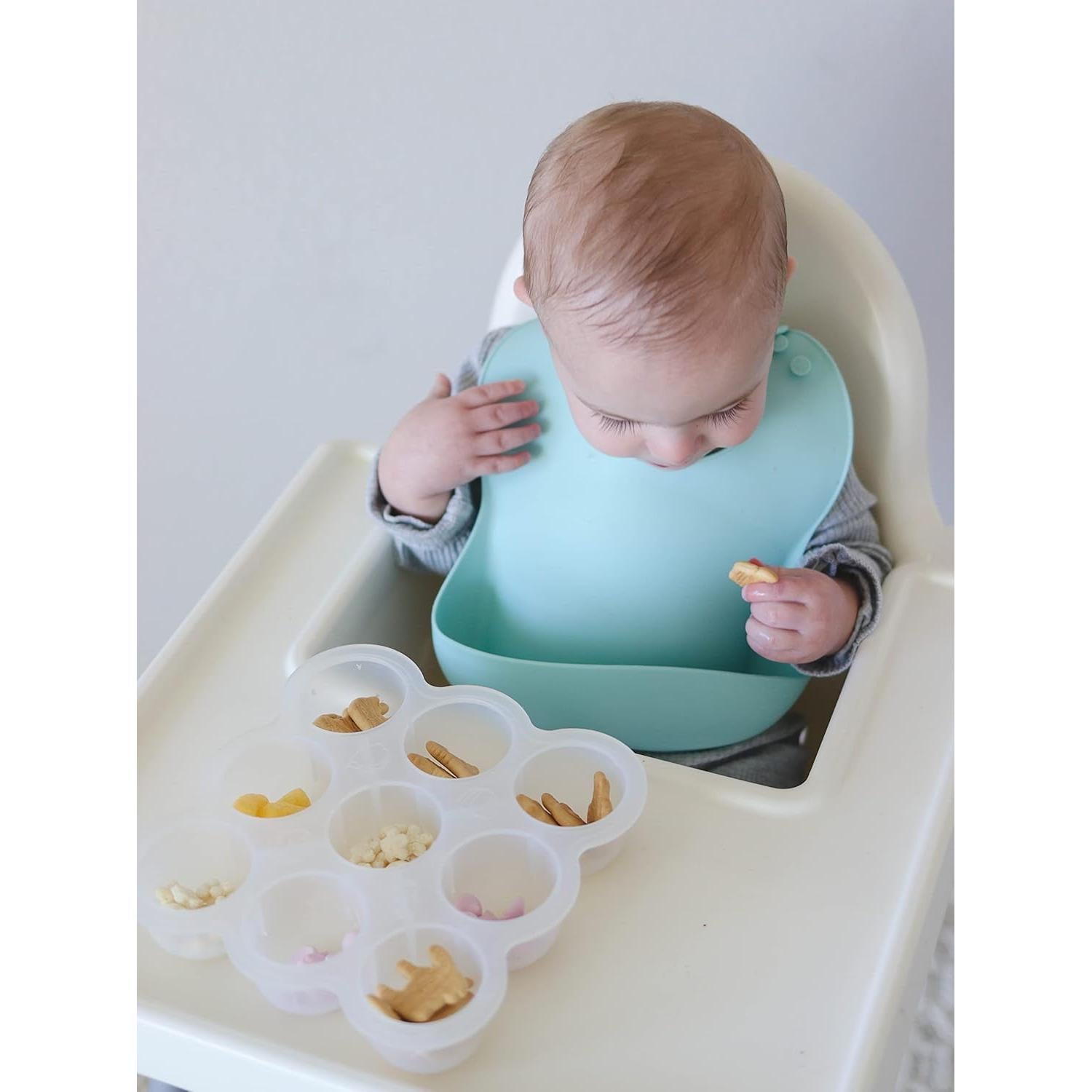 Baberos de Silicona Otterlove 100% Pura - Paquete de 2 Menta y Humo