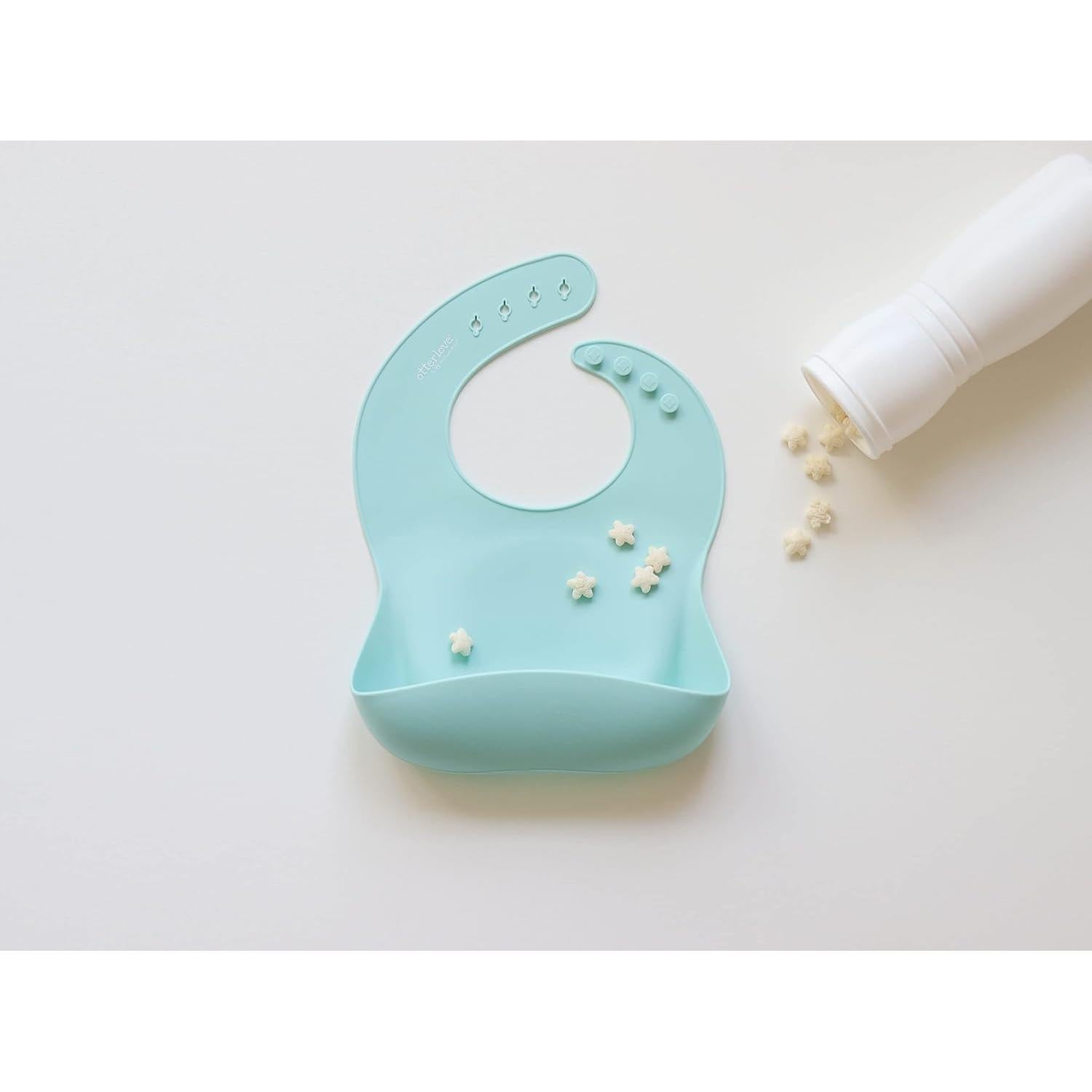 Baberos de Silicona Otterlove 100% Pura - Paquete de 2 Menta y Humo