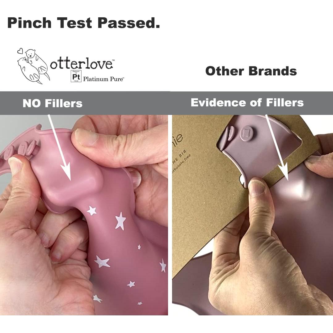 Baberos de Silicona Otterlove 100% Pura - Paquete de 2 Menta y Humo