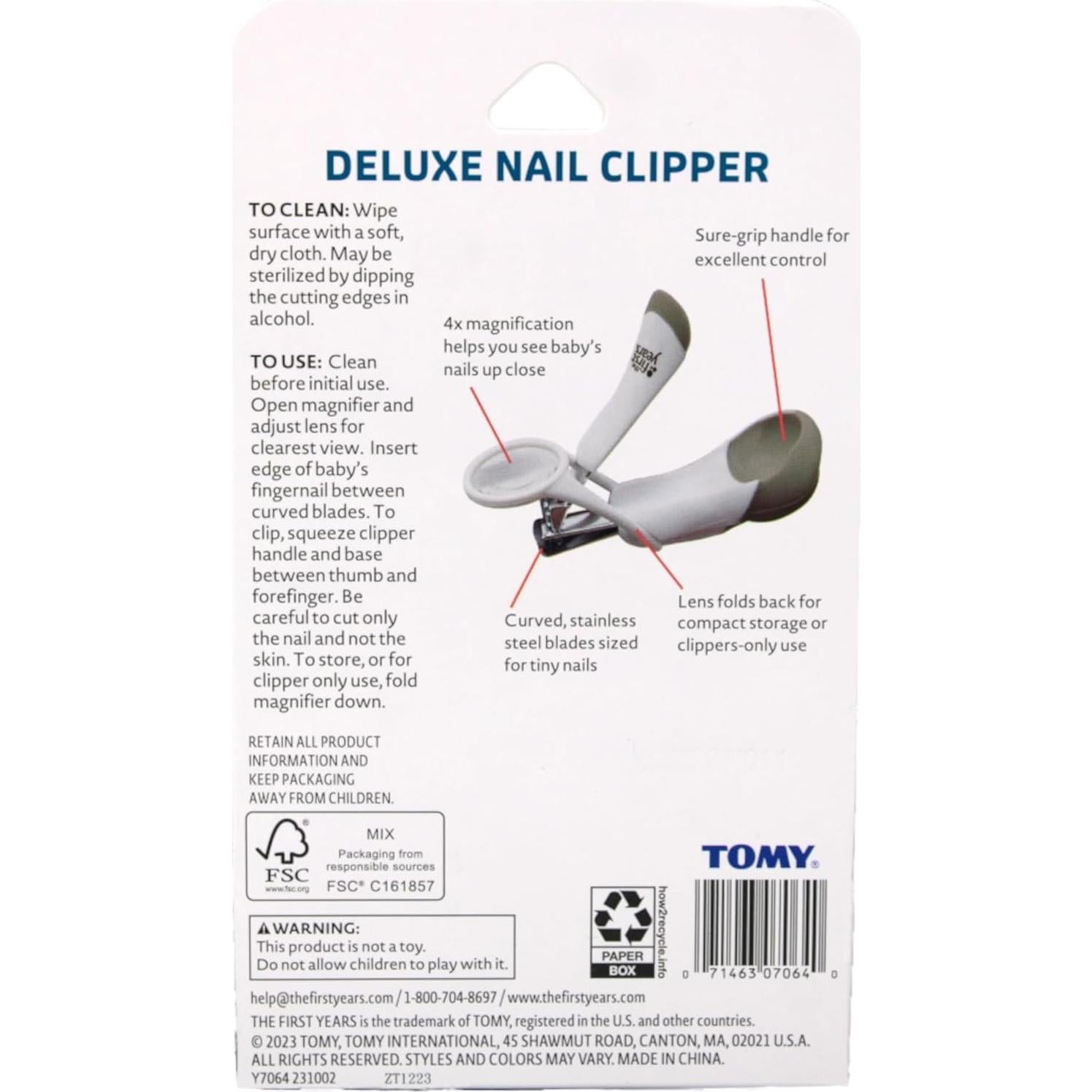 Cortauñas Deluxe para Bebés TOMY con Lupa 4x - 1 Paquete