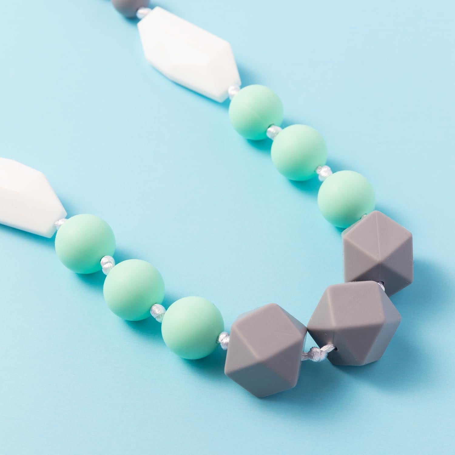 Collar de Dentición para Bebés 2PCS Silicona Verde Gris Negro