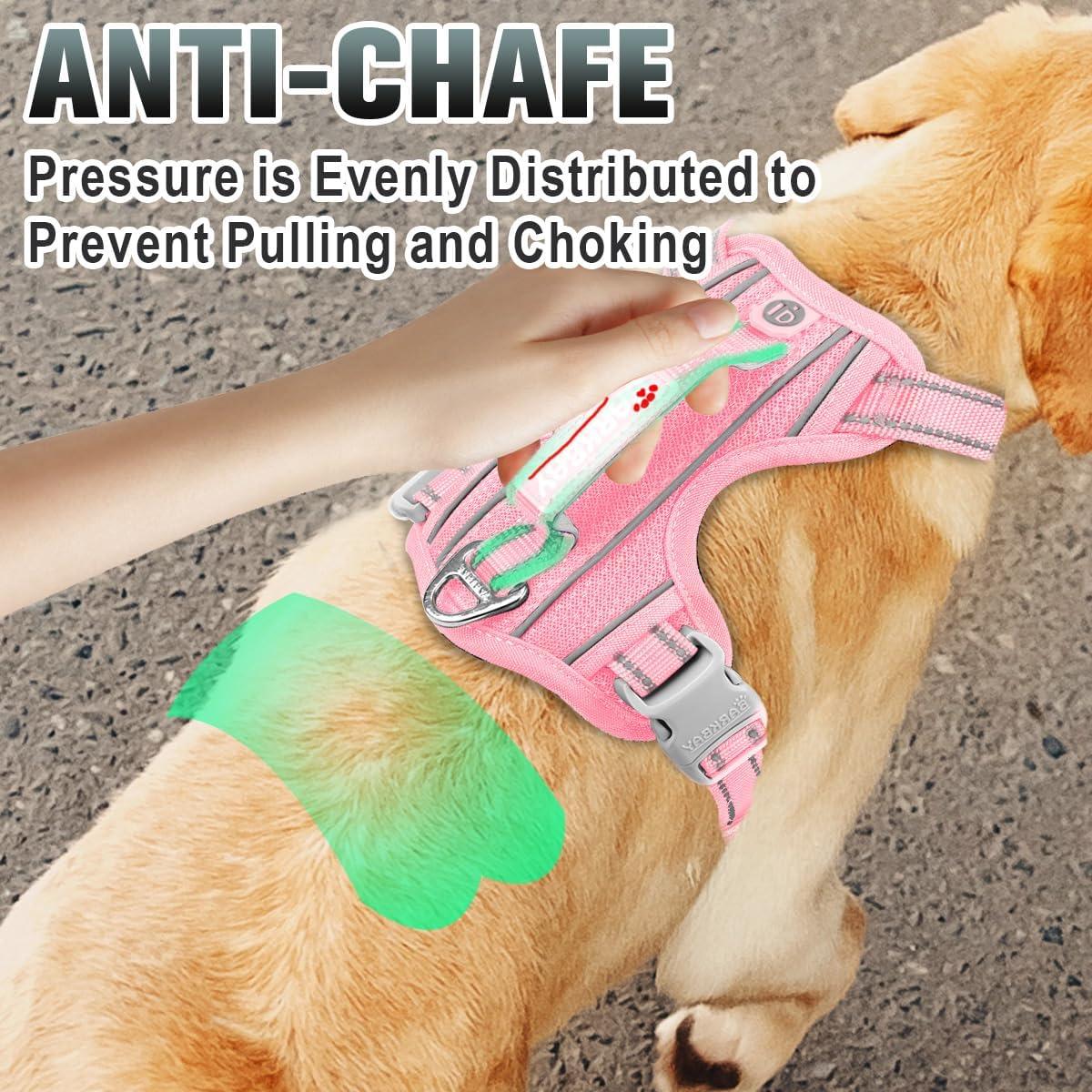 Arnés para Perros Grande BARKBAY Sin Tirones Reflectante Rosa